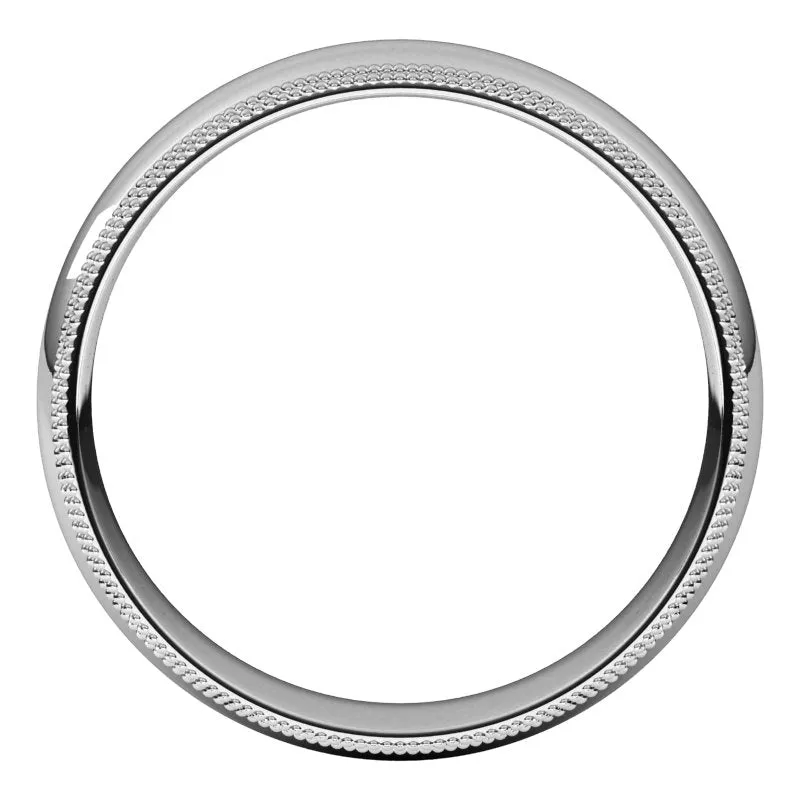 10K White Gold 5 mm double milgrain half round comfort fit Wedding Band
