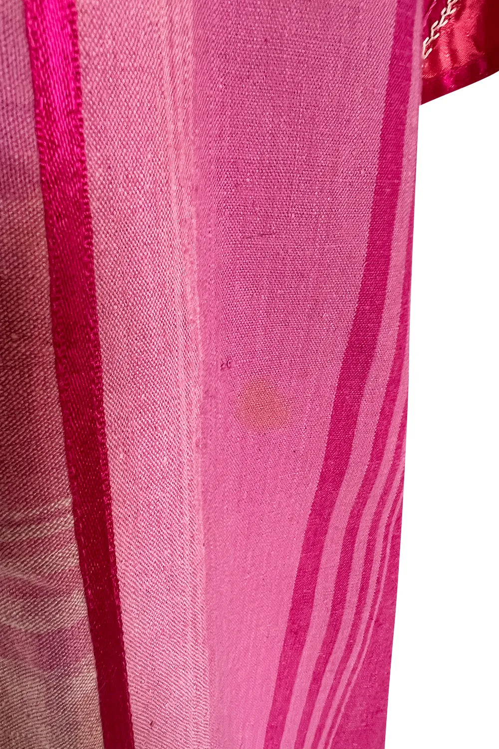 1960s Josefa Hand Made Mexico Pink Caftan Dress w Embroidery & Ribbon Details