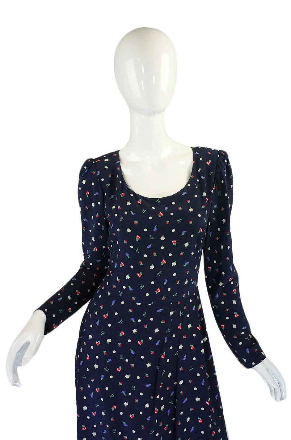 1970s Stavropoulos Printed Silk Dress
