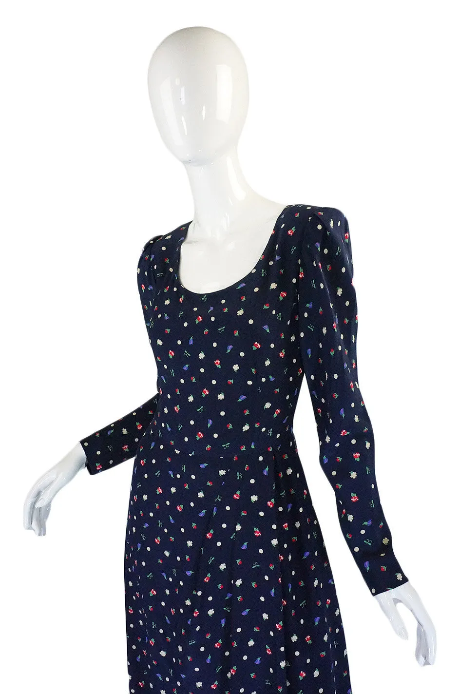 1970s Stavropoulos Printed Silk Dress