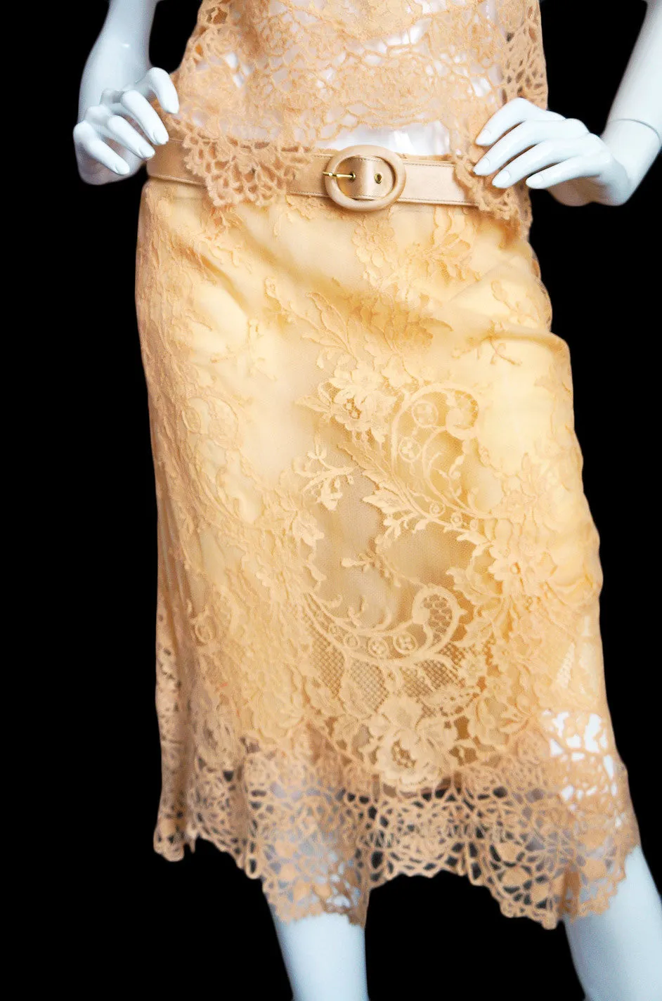 1990s Pale Peach Lace & Knit Valentino