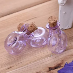 29 * 24mm Colored XO Bottle Wishing Bottle,Purple Small Glass Bottles With Cork,Glass Jar,Tiny Corked Bottle,Empty Glass Bottles,10pcs/lots