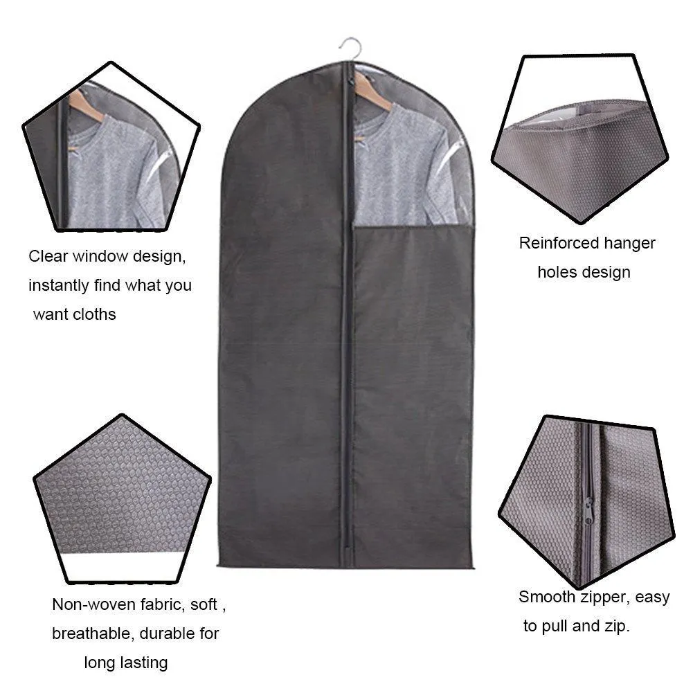 6 Packs Translucent PVC Garment Bag, Dance Costume Bags,Foldable 50 Inch Full Zipper Suits Bag Dream Duffel, Versatile Hanging Garment Bag with Name Card Pocket and 4 Large Zipper Pockets