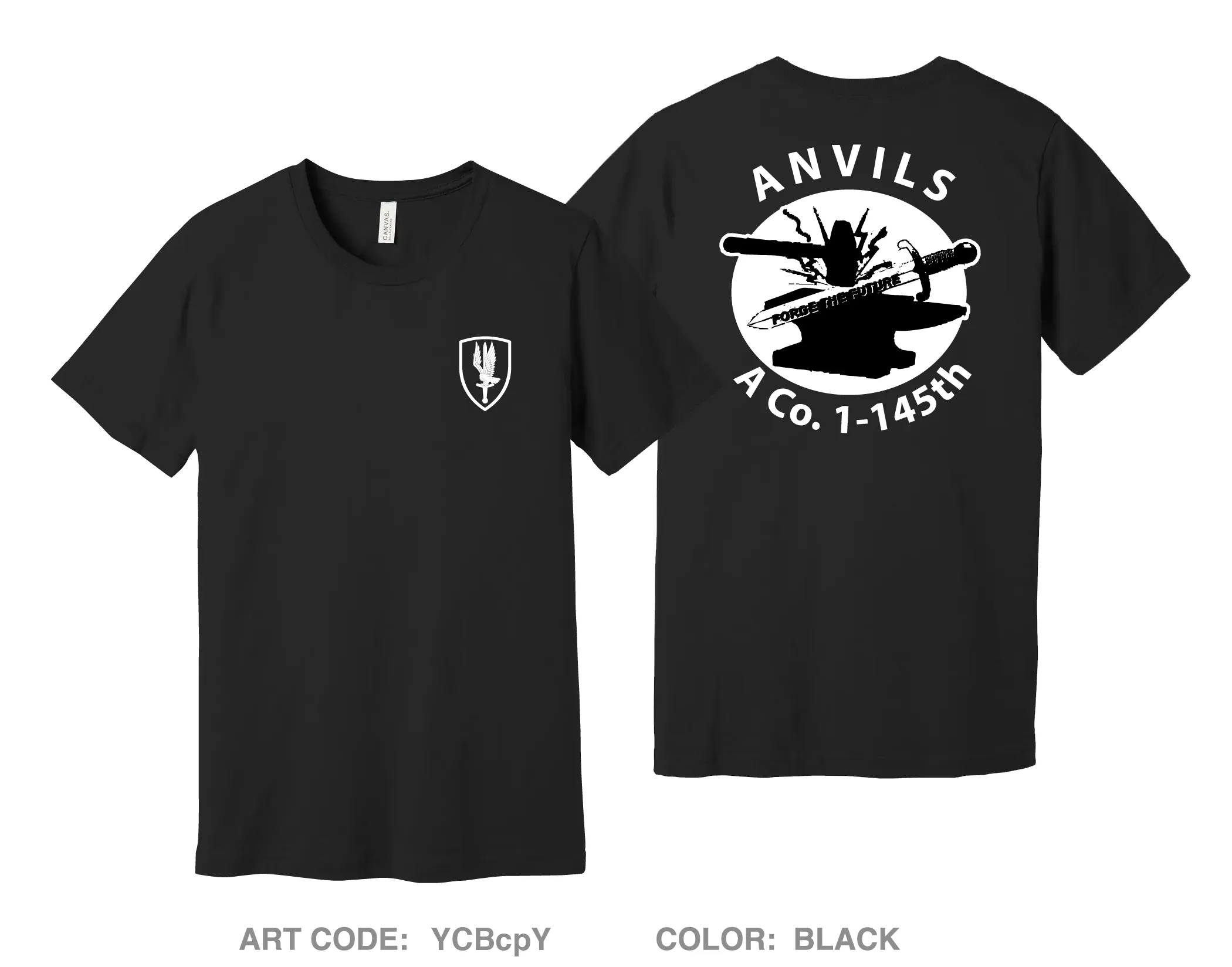 A CO. "Anvils", 1-145th Comfort Unisex Cotton SS Tee - YCBcpY