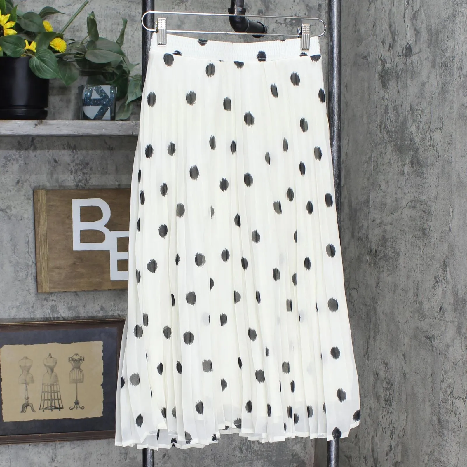A New Day Women's Polka Dot Pleated A-Line Midi Skirt 568856