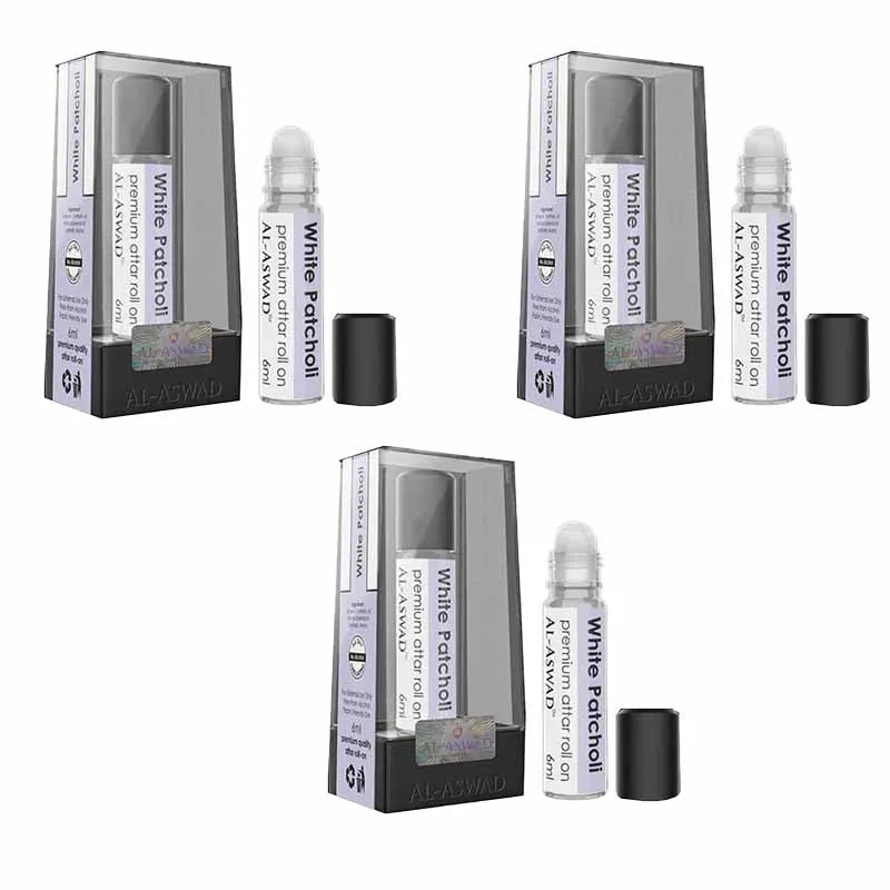 Al Aswad White Patchouli Roll On Attar ( pack of 3)