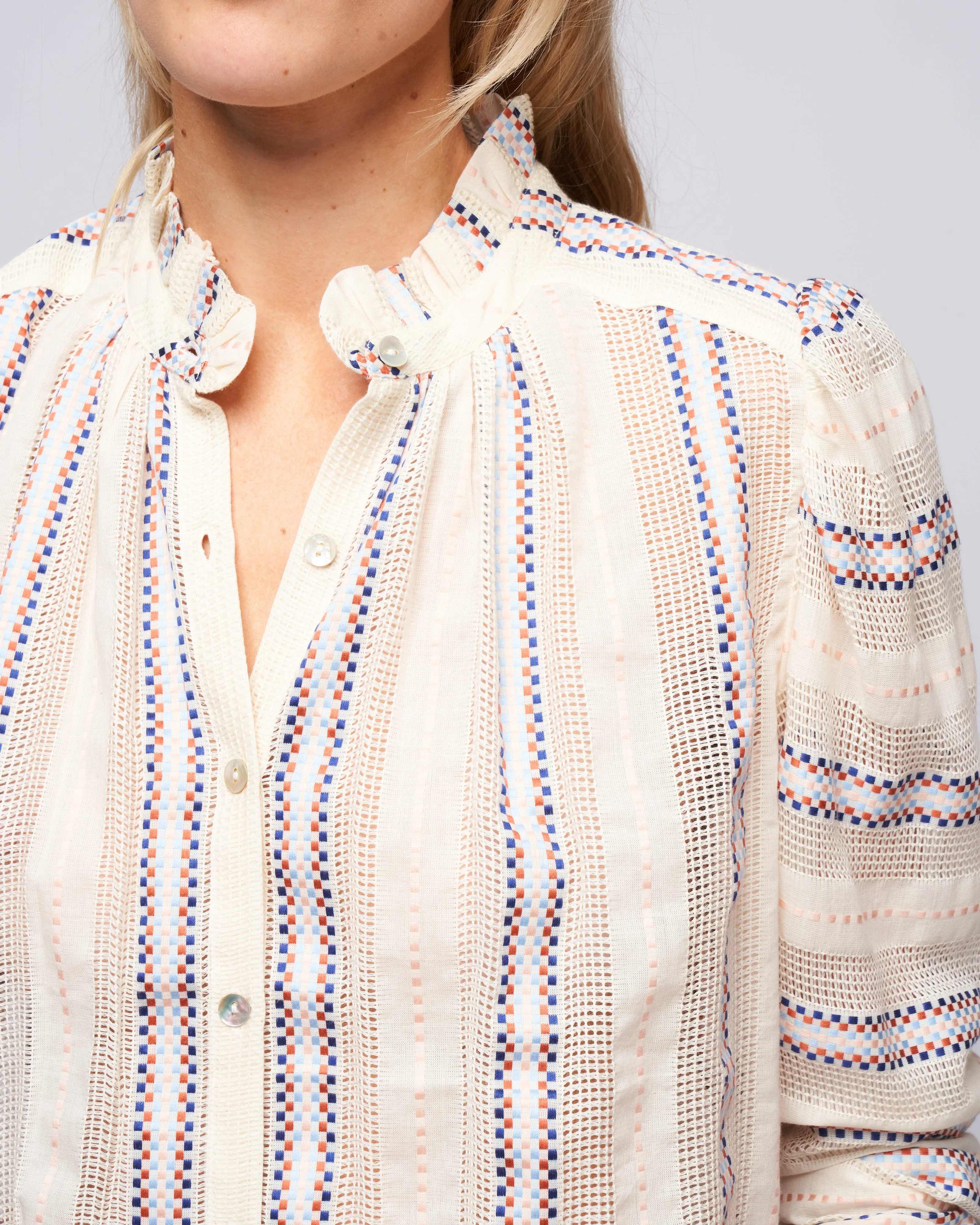 annabel basket weave shirt - white alabaster