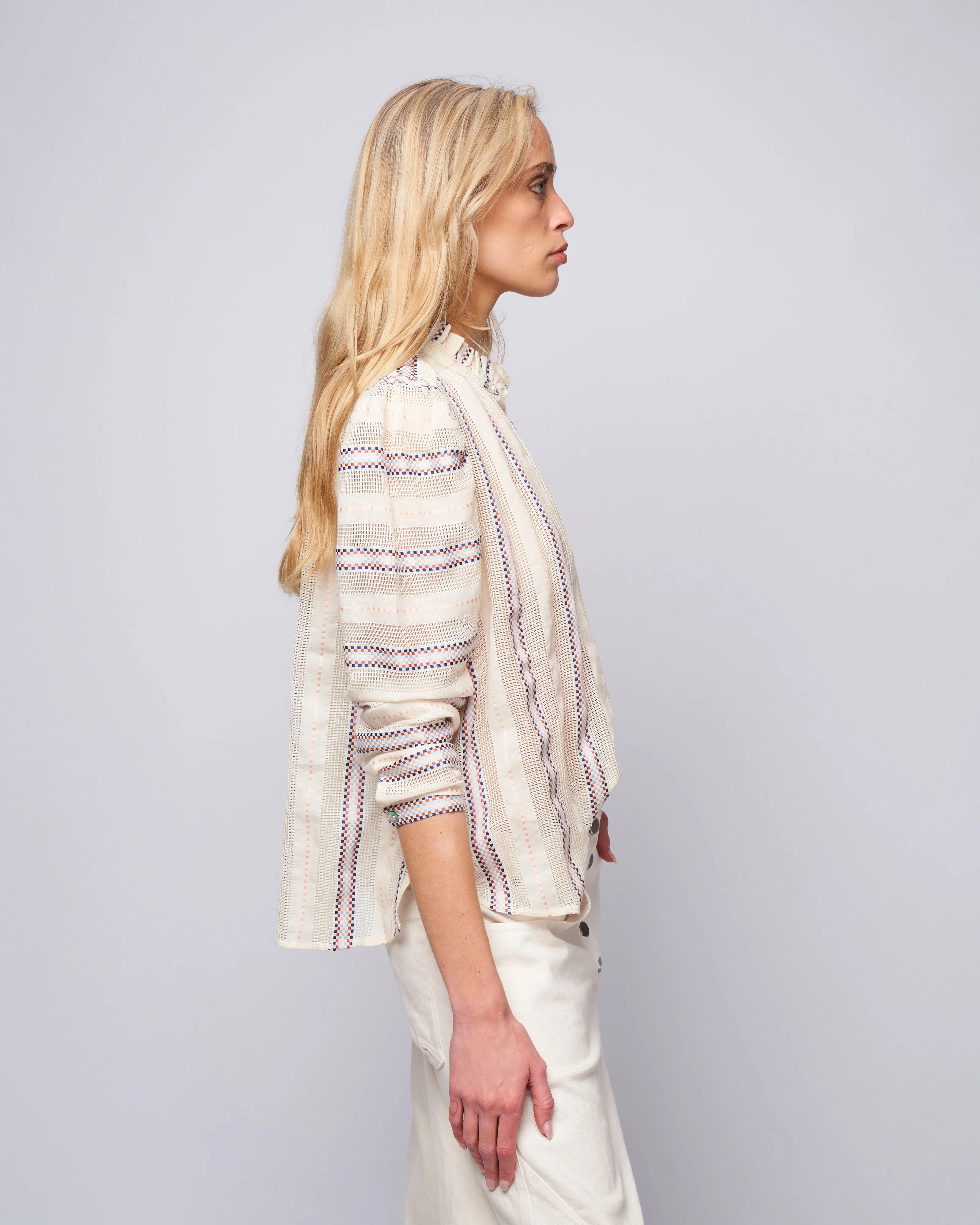 annabel basket weave shirt - white alabaster