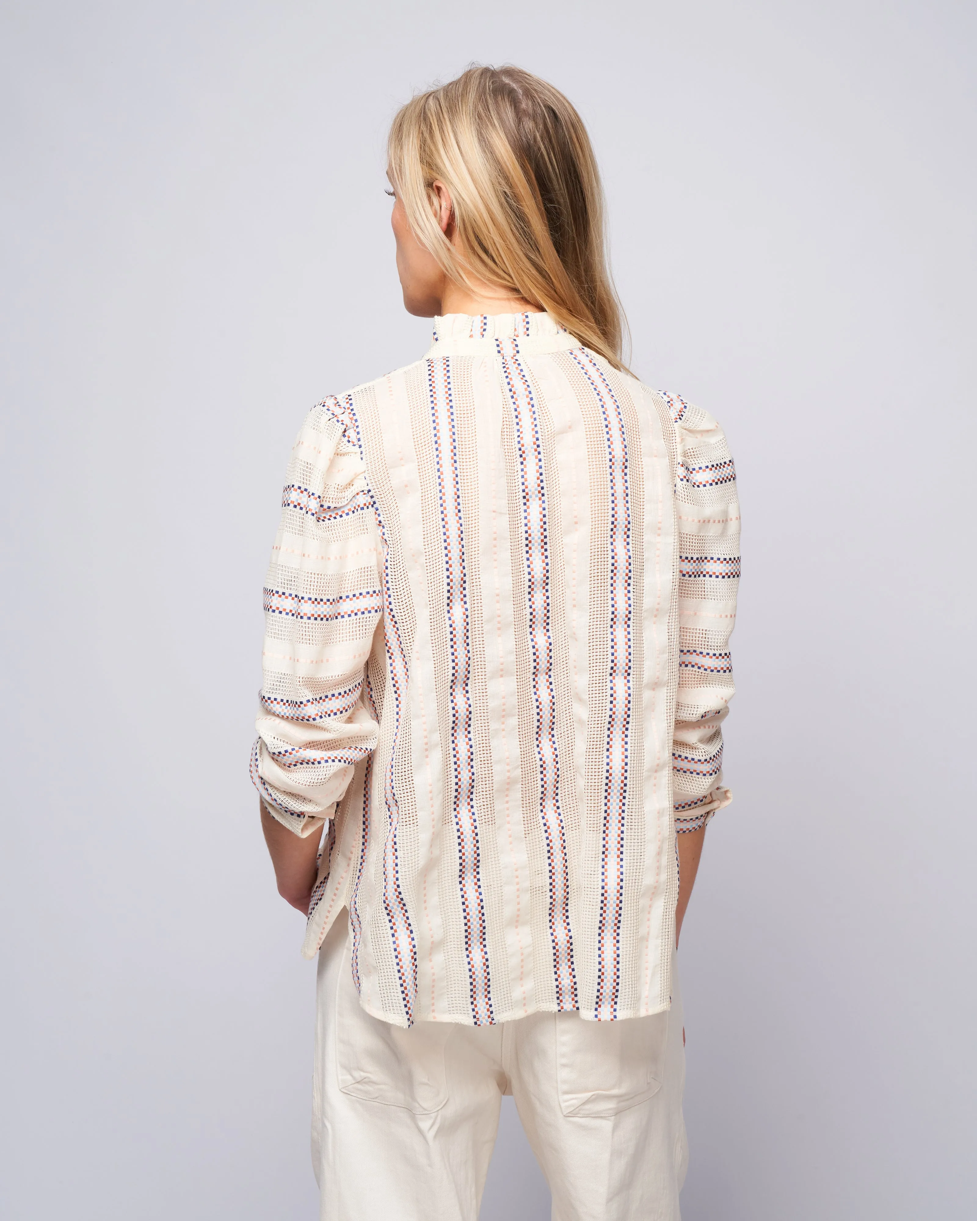 annabel basket weave shirt - white alabaster