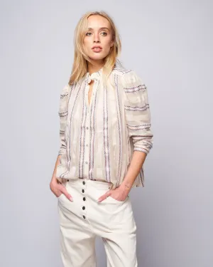 annabel basket weave shirt - white alabaster