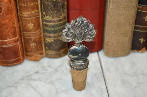 Antique English Silver Plated Flaming Grenade Bottle Cork Stopper