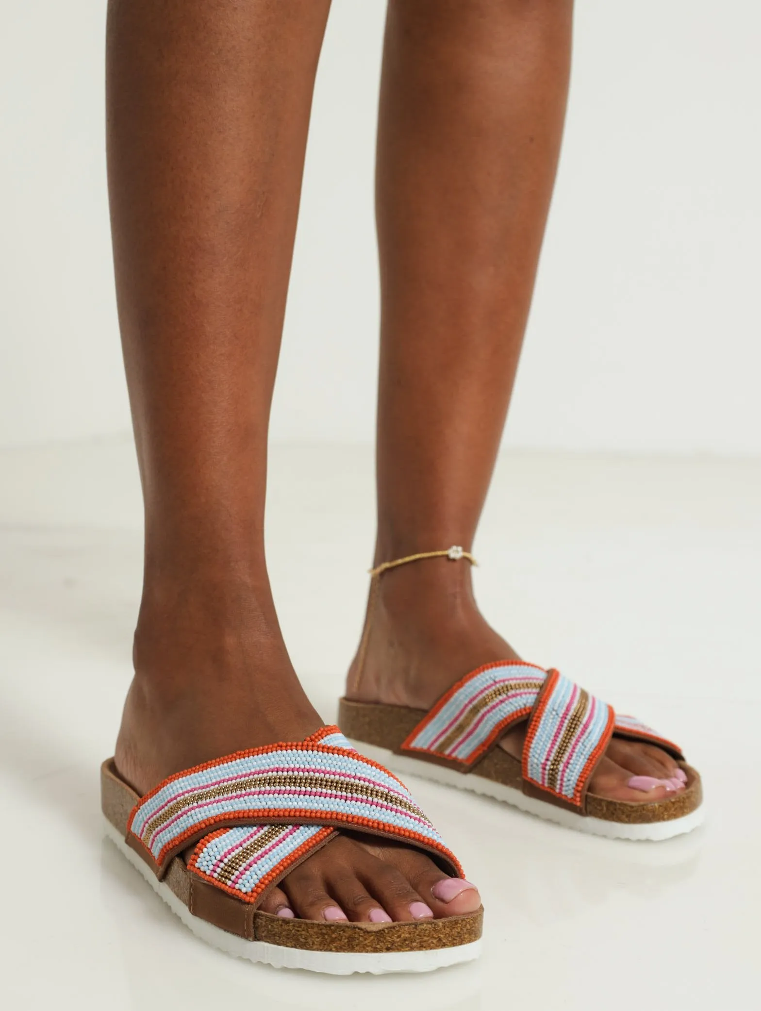 Beaded Cork Moulded Mule