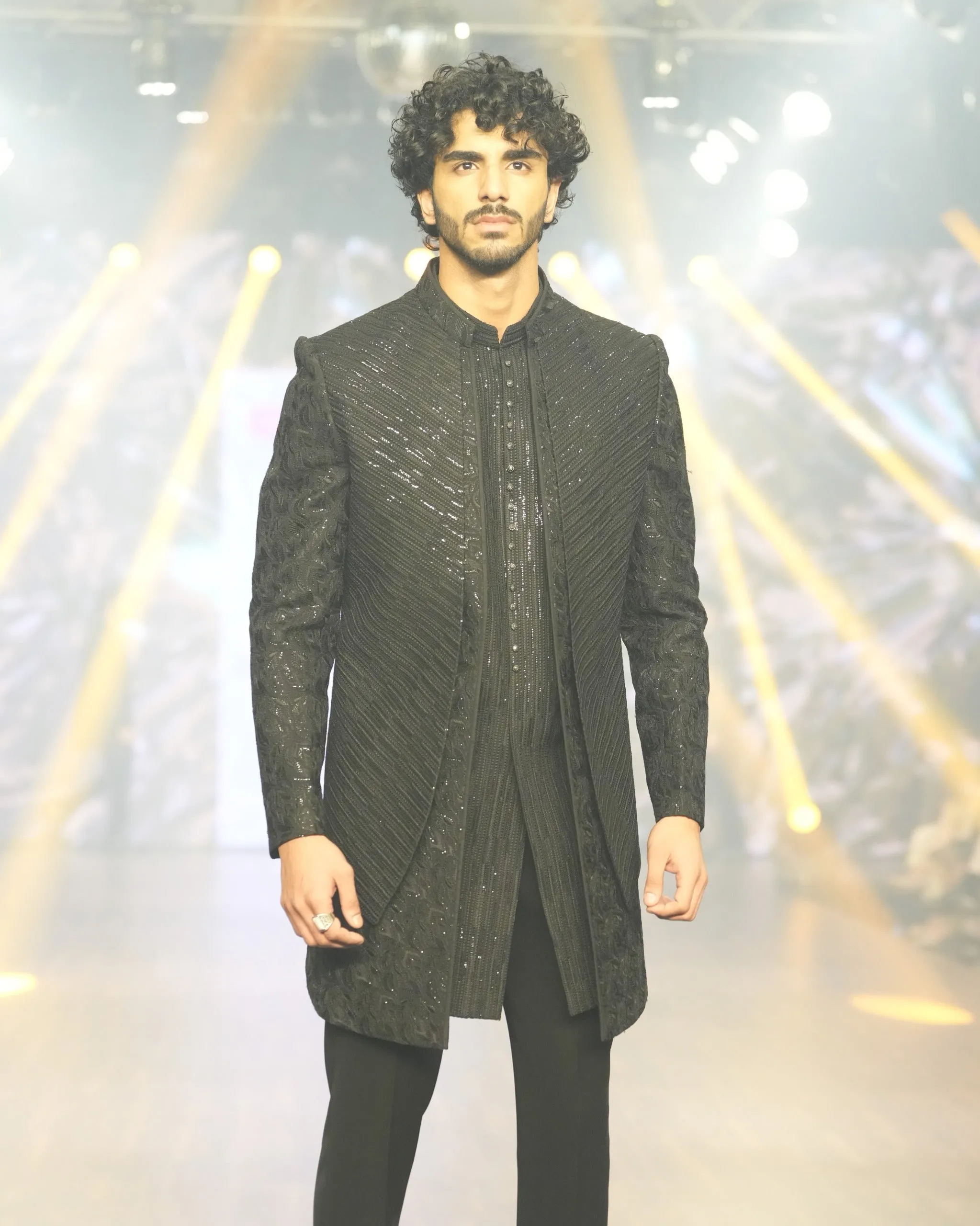 Black Designer Sherwani for Men