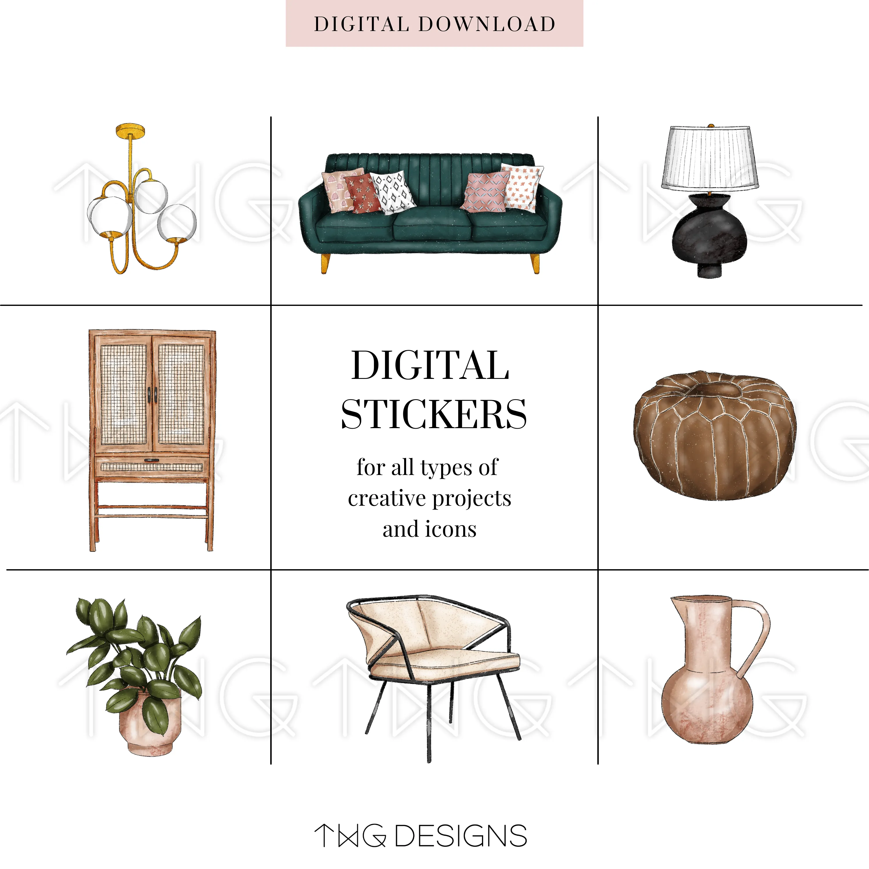 Boho Home V1 Clipart Collection