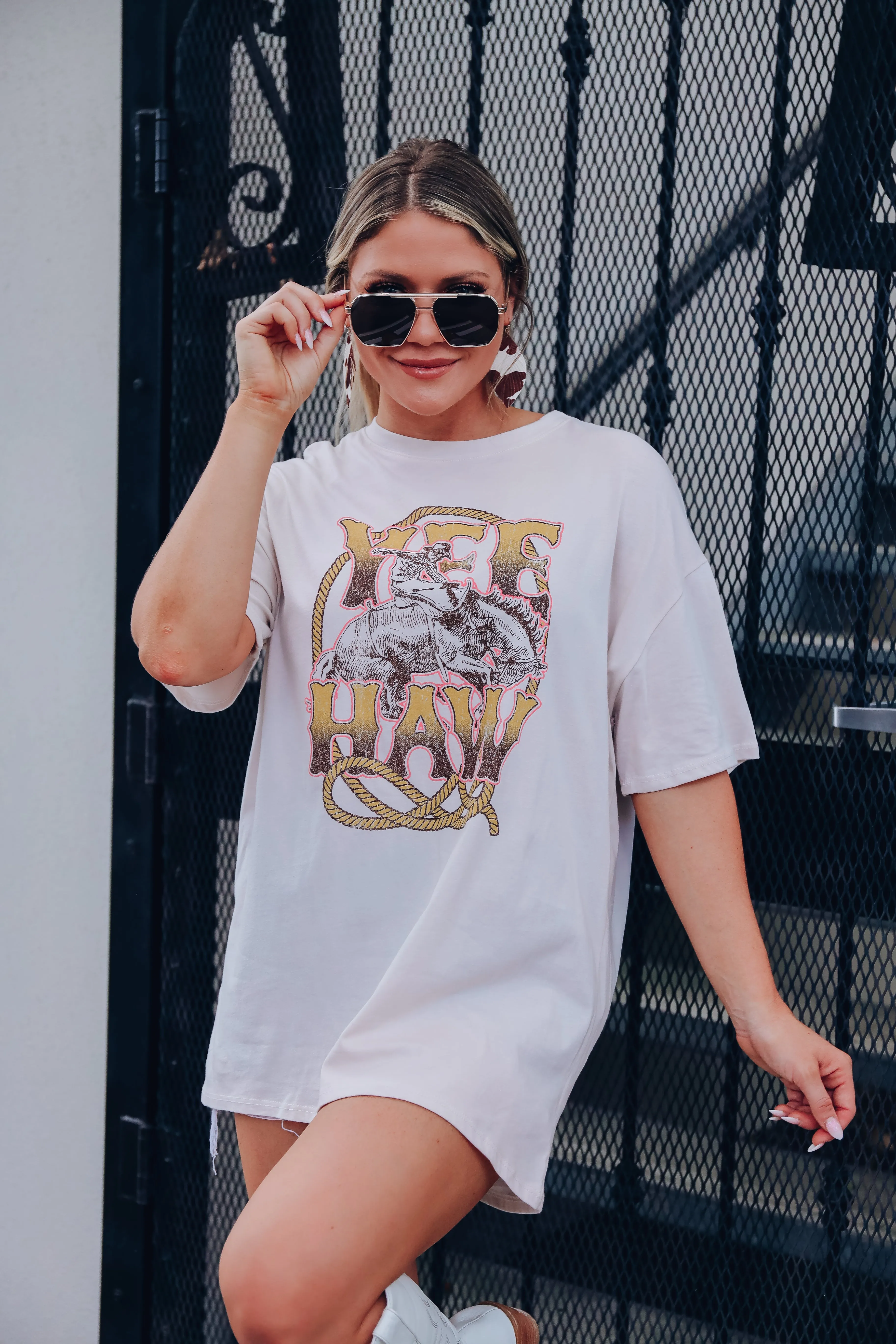 Bronco Busting "Yee Haw" Graphic Tee - Sand