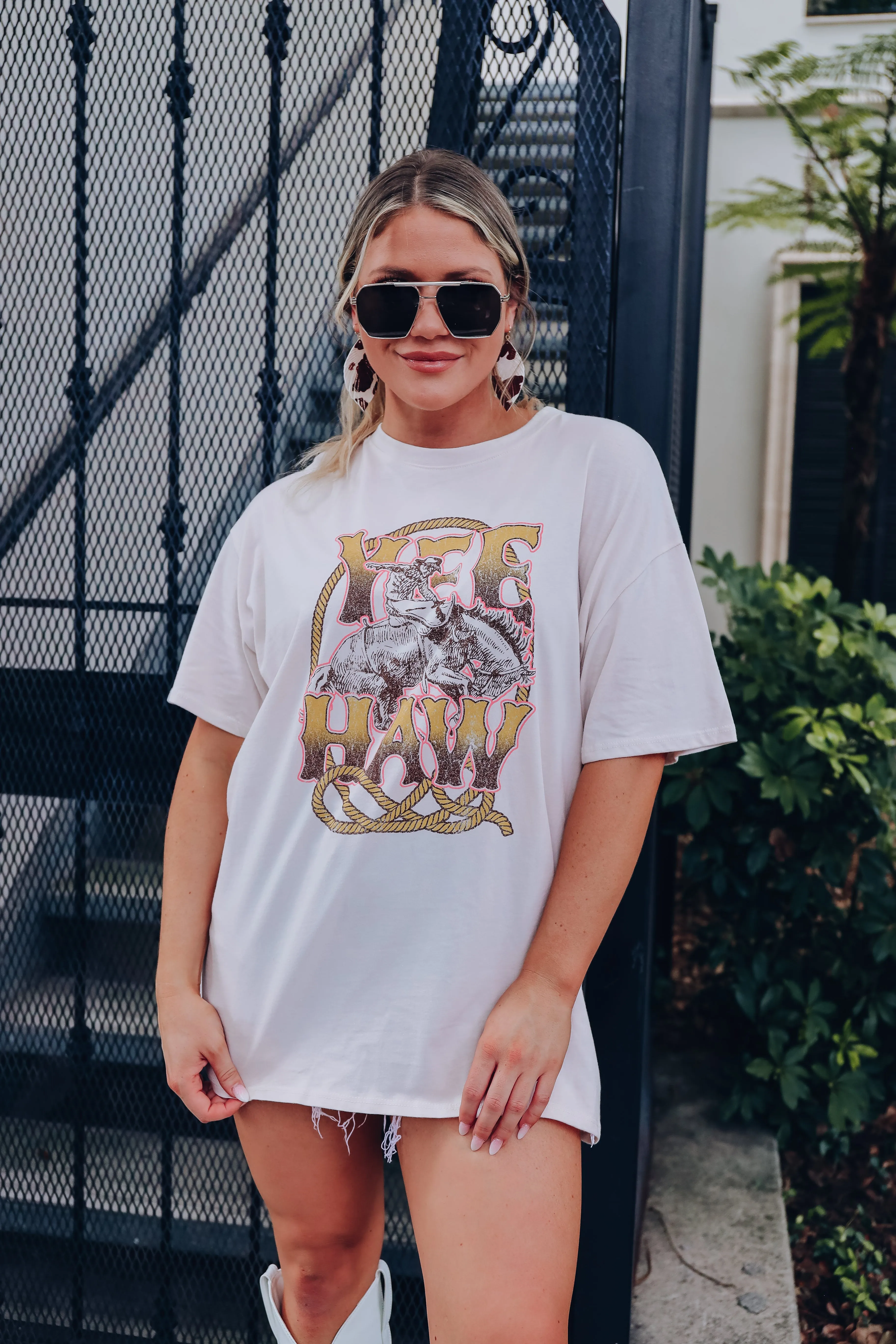 Bronco Busting "Yee Haw" Graphic Tee - Sand