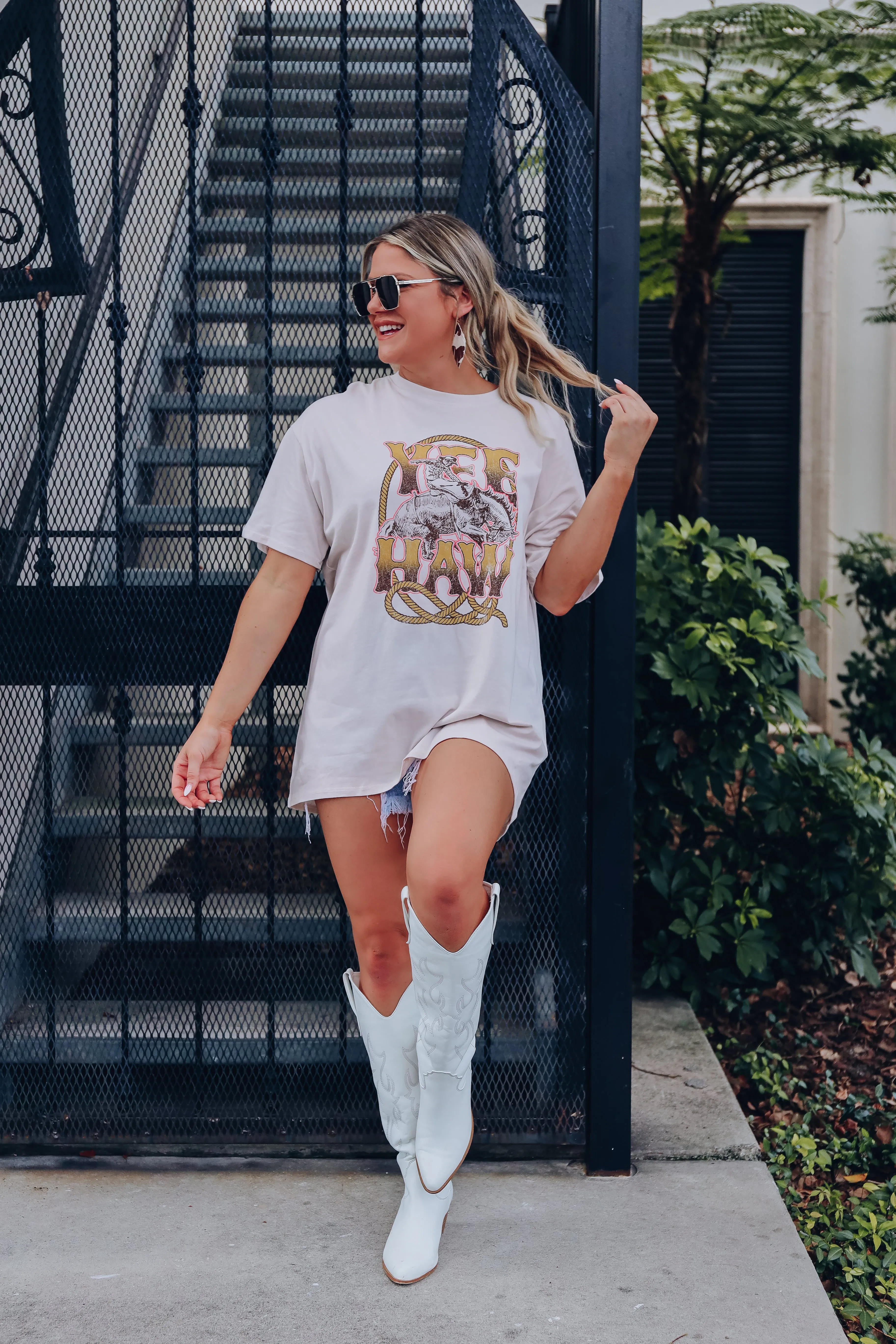 Bronco Busting "Yee Haw" Graphic Tee - Sand