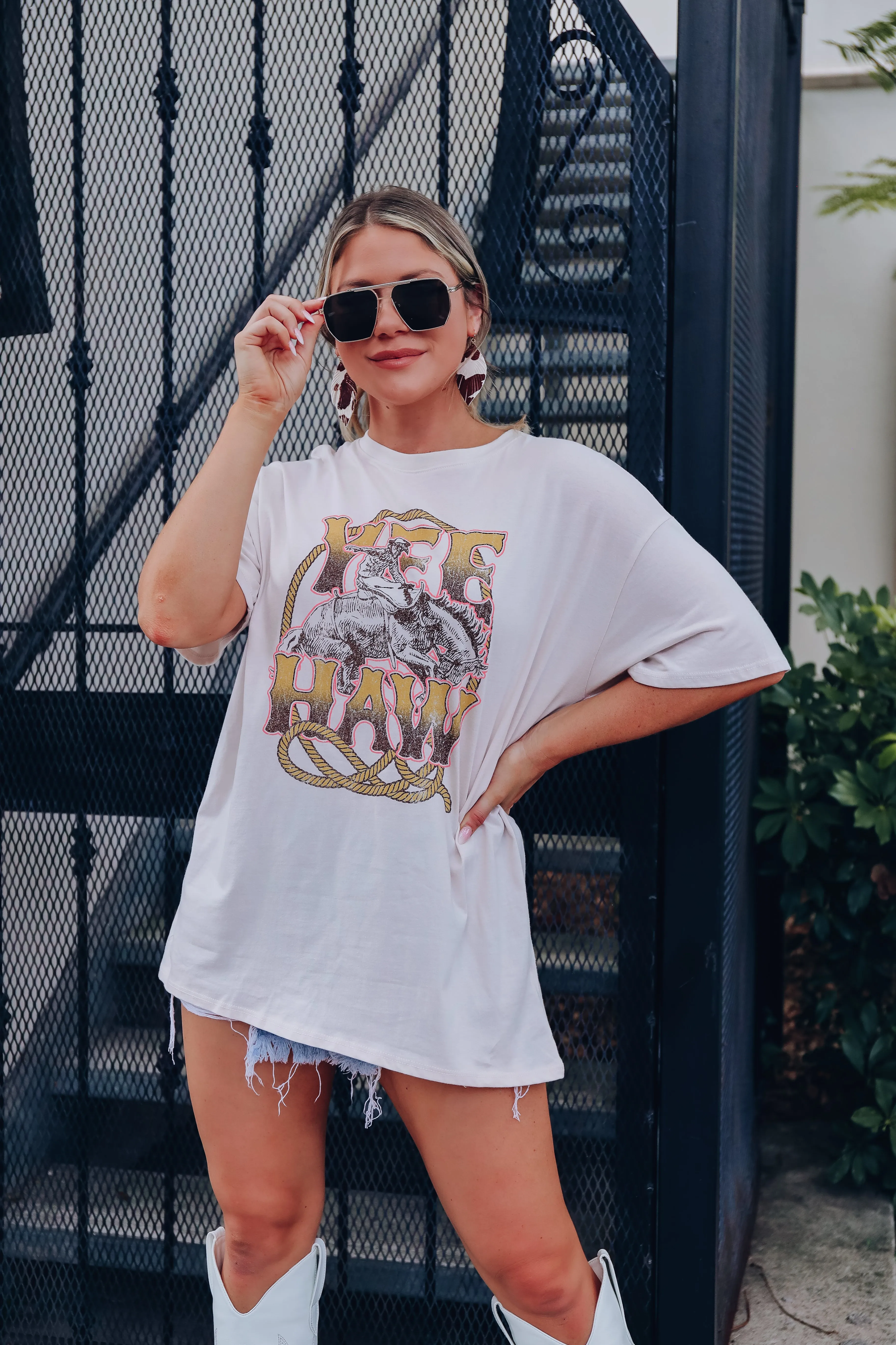 Bronco Busting "Yee Haw" Graphic Tee - Sand