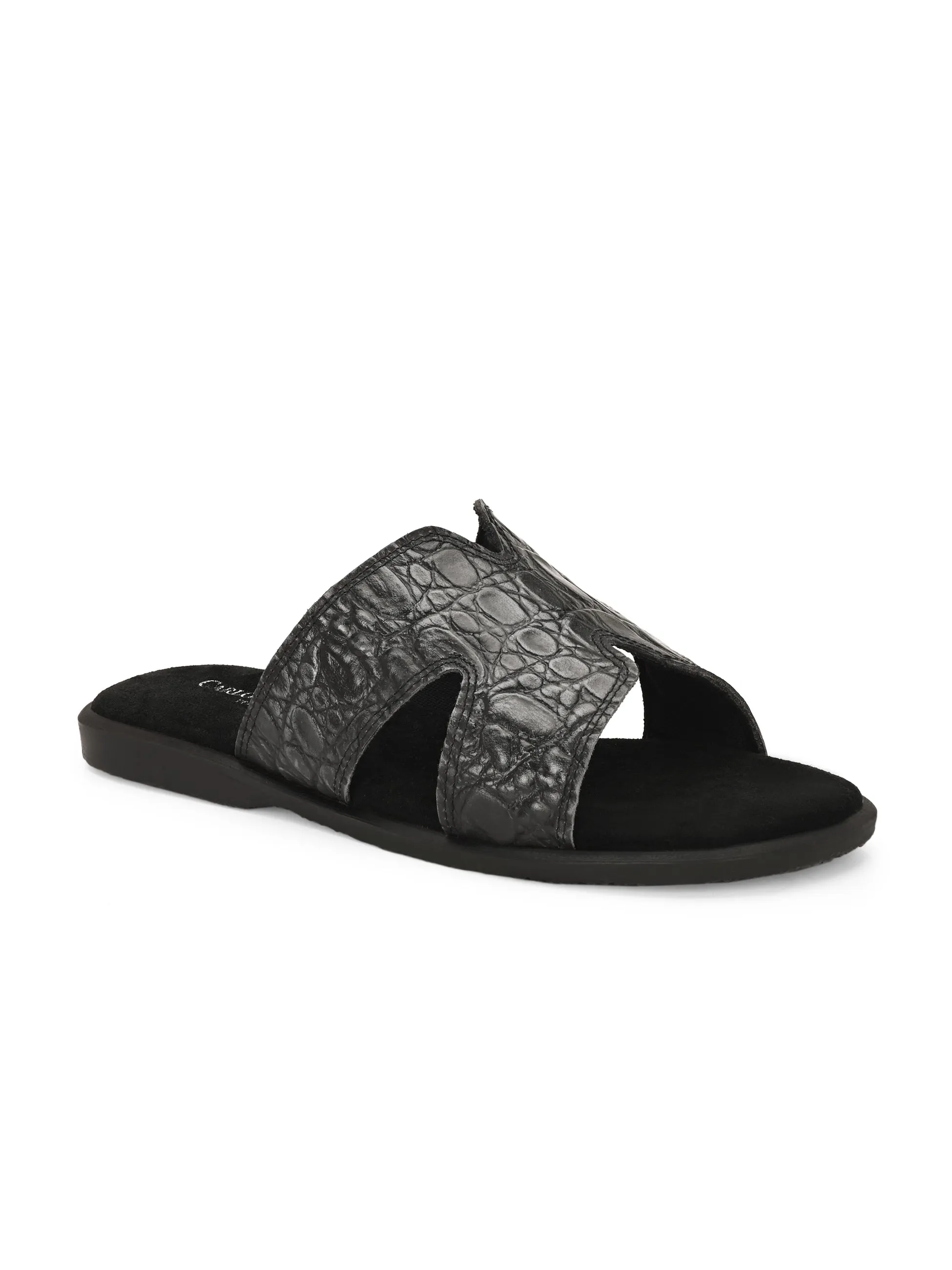 CARLO ROMANO BY WASAN CROCO BRUSH OFF GENUINE LEATHER SLIPPERS FOR MEN'S