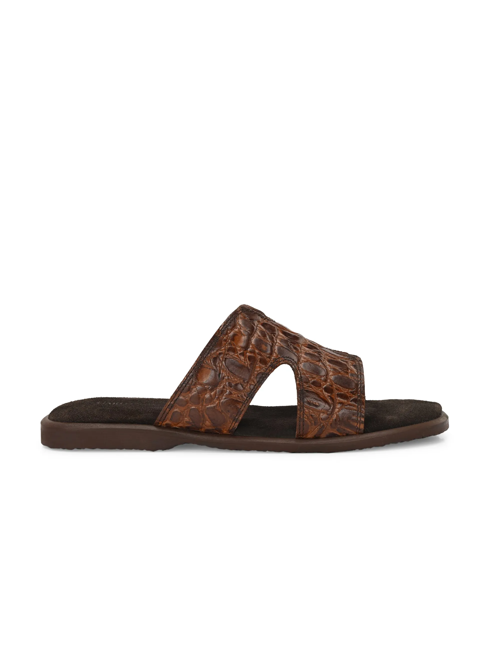 CARLO ROMANO BY WASAN CROCO BRUSH OFF GENUINE LEATHER SLIPPERS FOR MEN'S