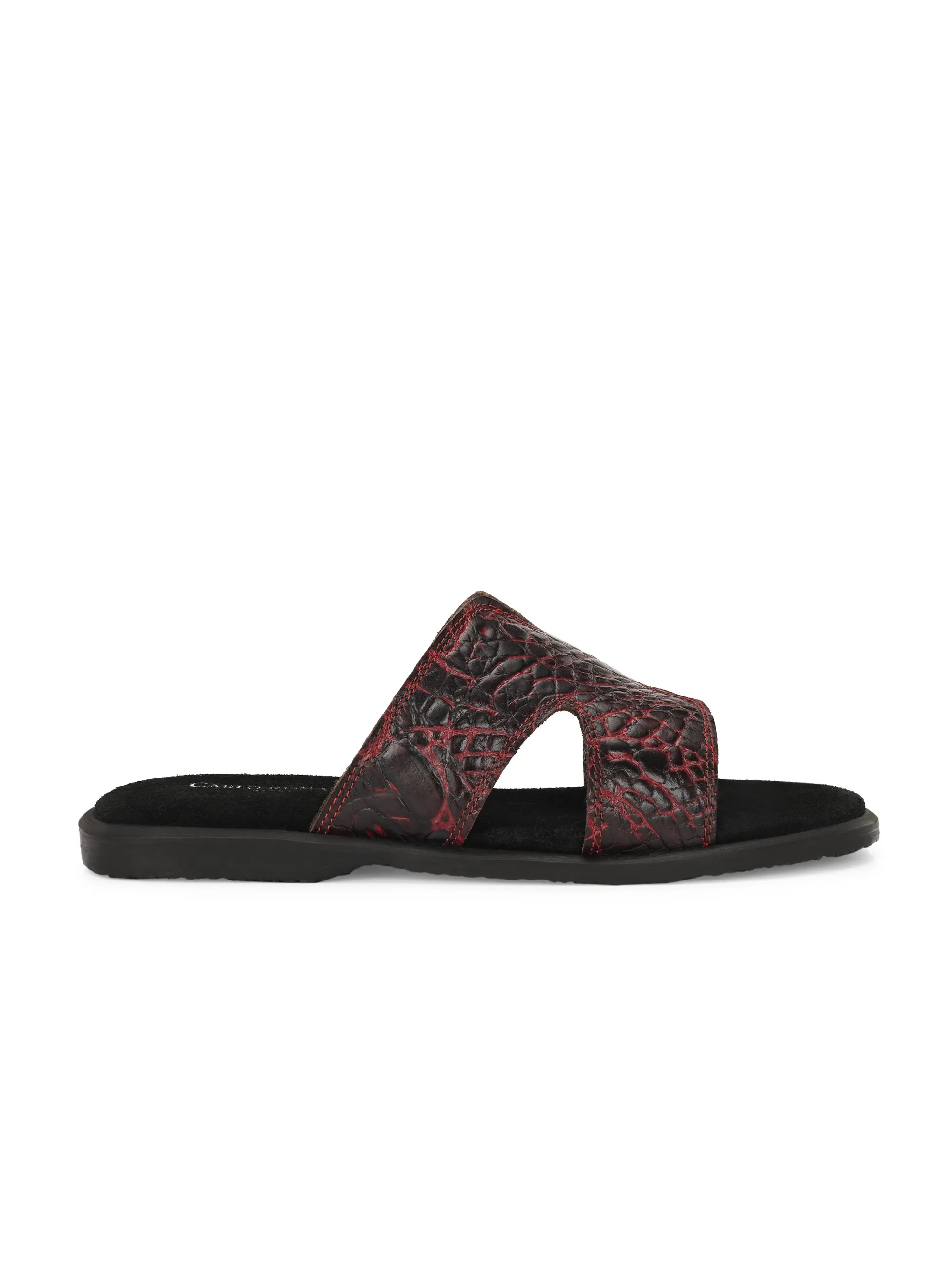 CARLO ROMANO BY WASAN CROCO BRUSH OFF GENUINE LEATHER SLIPPERS FOR MEN'S