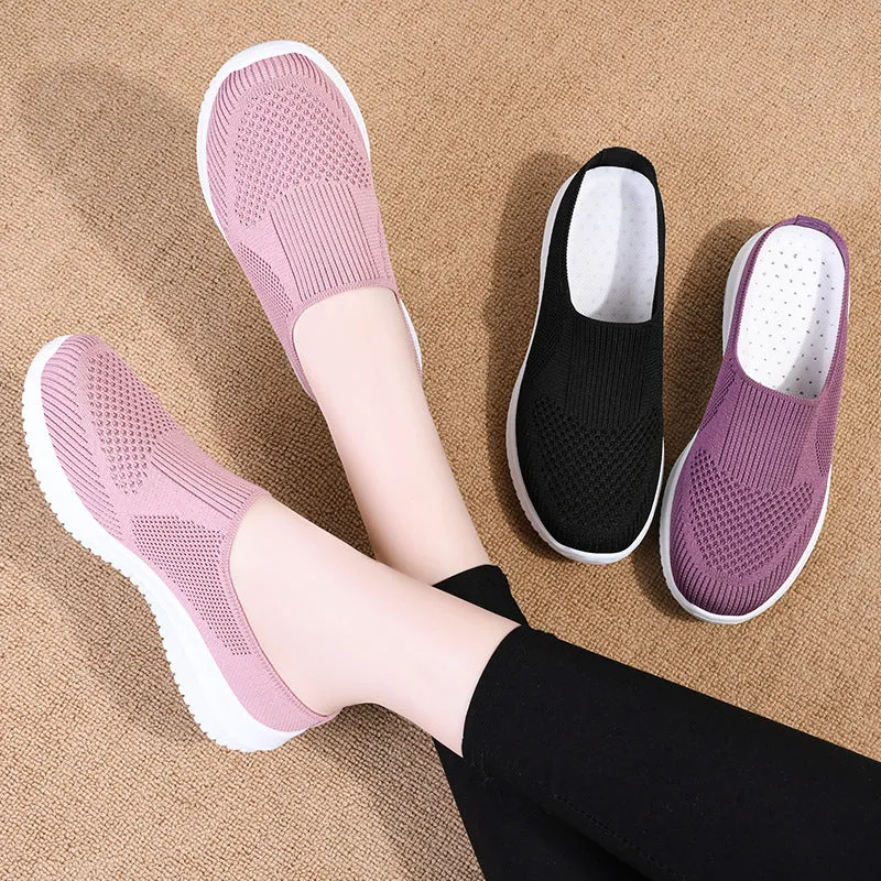 Casual and Soft Knitted Slip-On Sneakers for Women