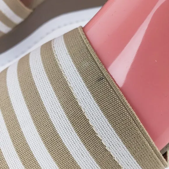 Charleston Shoe Co. Stripe Palm Wedge Sandal in Tan and White Size 10