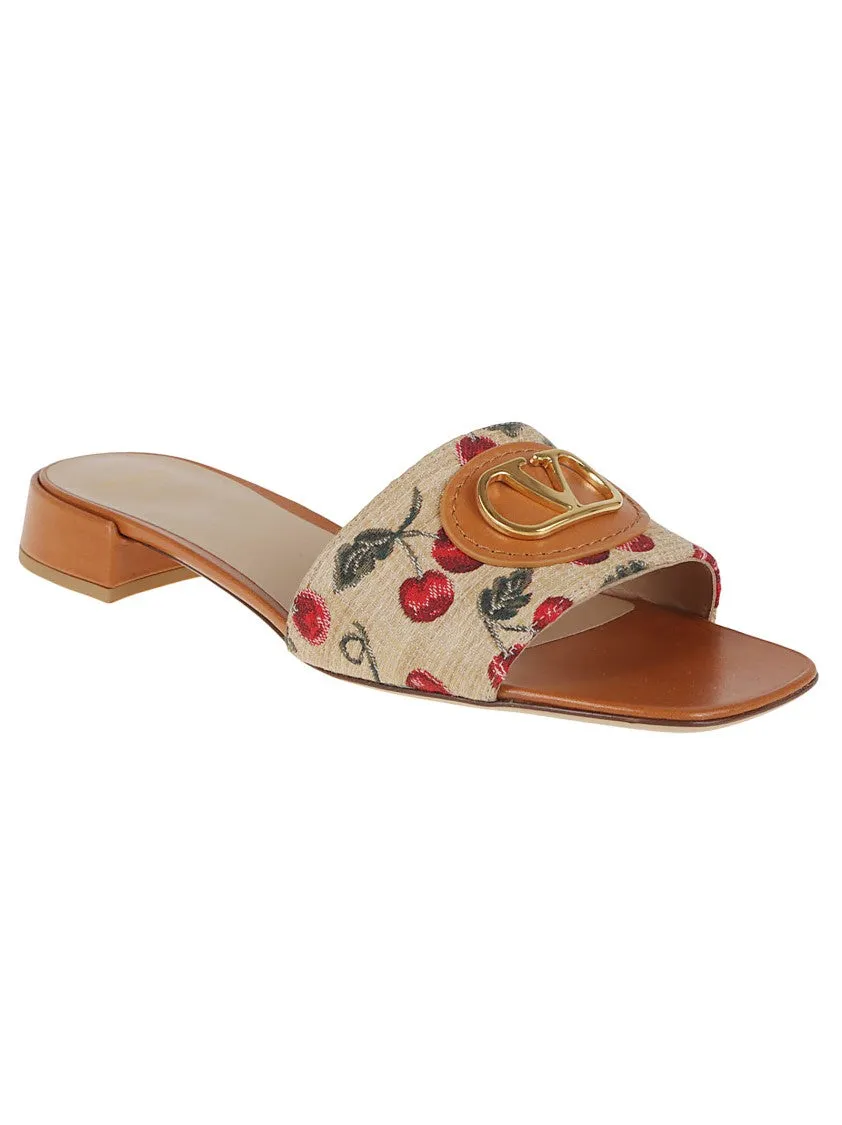 Cherryfic Motif Jacquard Slide Sandal