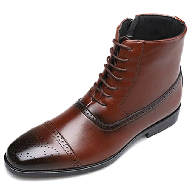 Classic Men Boots Poly Urethane Dress Shoes Outdoor Autumn Lace-UP  Ankle Boots