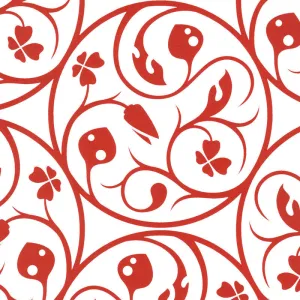 Clover Leaves Scroll White Red 255020 Wallpaper