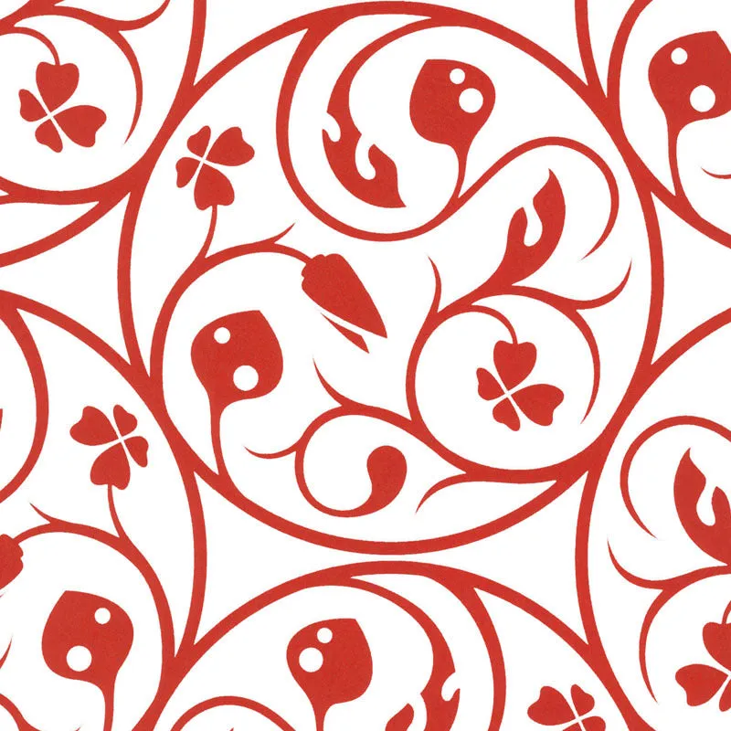 Clover Leaves Scroll White Red 255020 Wallpaper