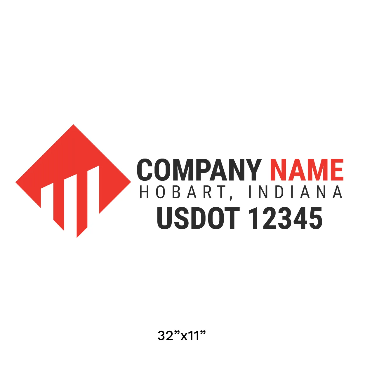 Company Name Truck Door Decal (USDOT), 2 Pack