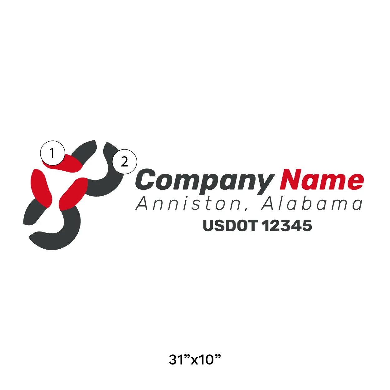 Company Name Truck Door Decal (USDOT), 2 Pack