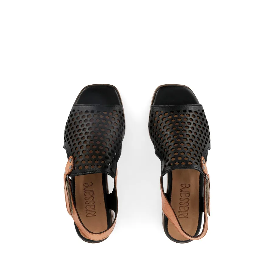 DENISE - BLACK/TAN MIX LEATHER