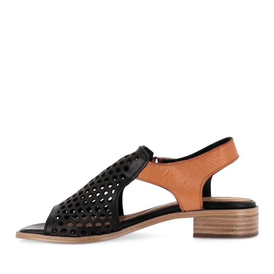 DENISE - BLACK/TAN MIX LEATHER