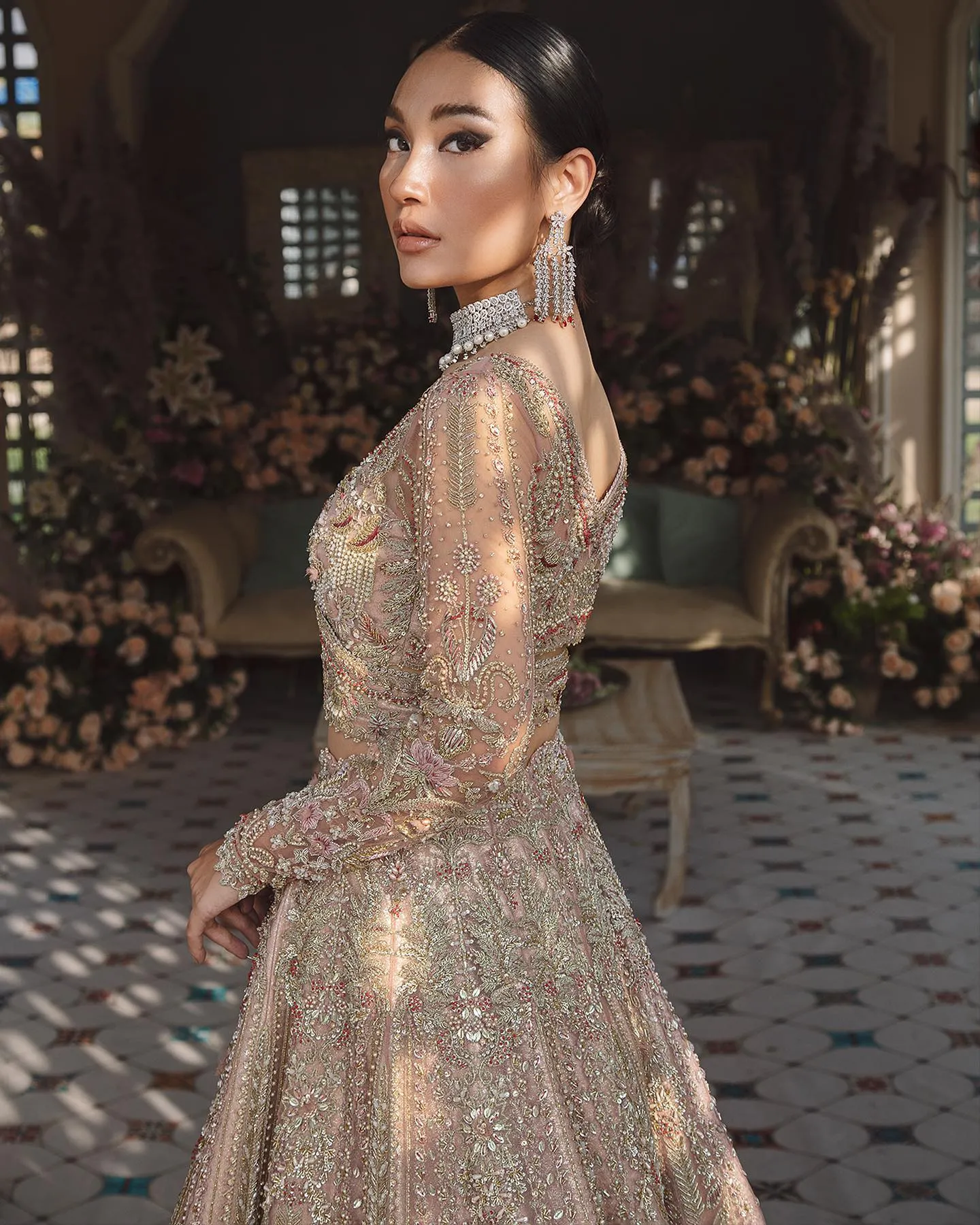 Designer Embroidered Peach Lehenga Bridal #BN1232