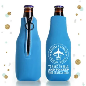 Destination Wedding - Collapsible Foam Zippered Bottle Cooler #6Z