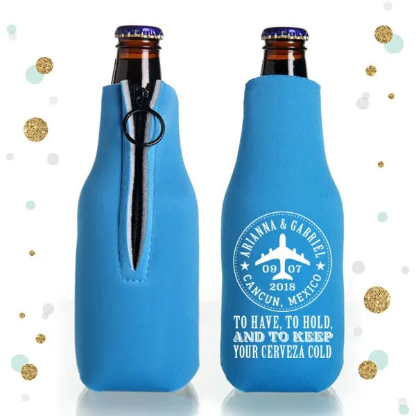 Destination Wedding - Collapsible Foam Zippered Bottle Cooler #6Z