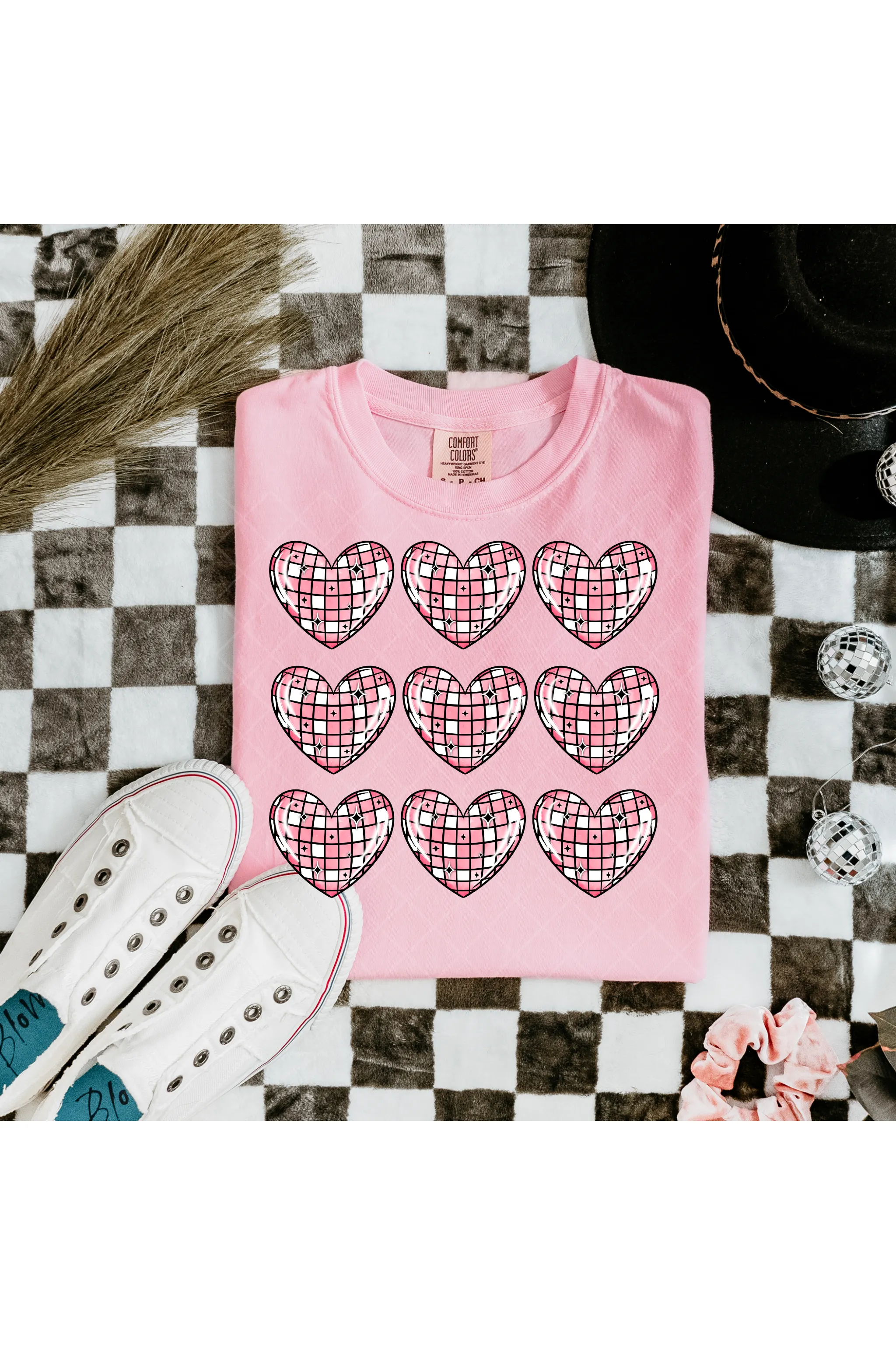 Disco Hearts Comfort Colors T-Shirt