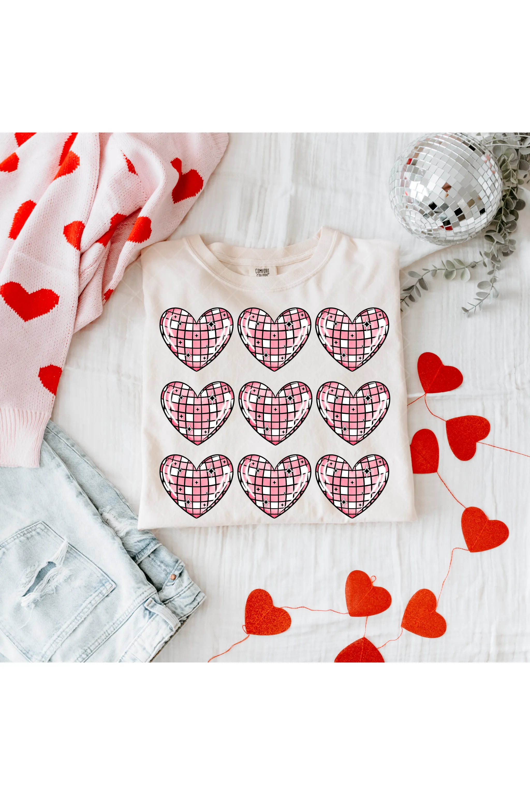 Disco Hearts Comfort Colors T-Shirt