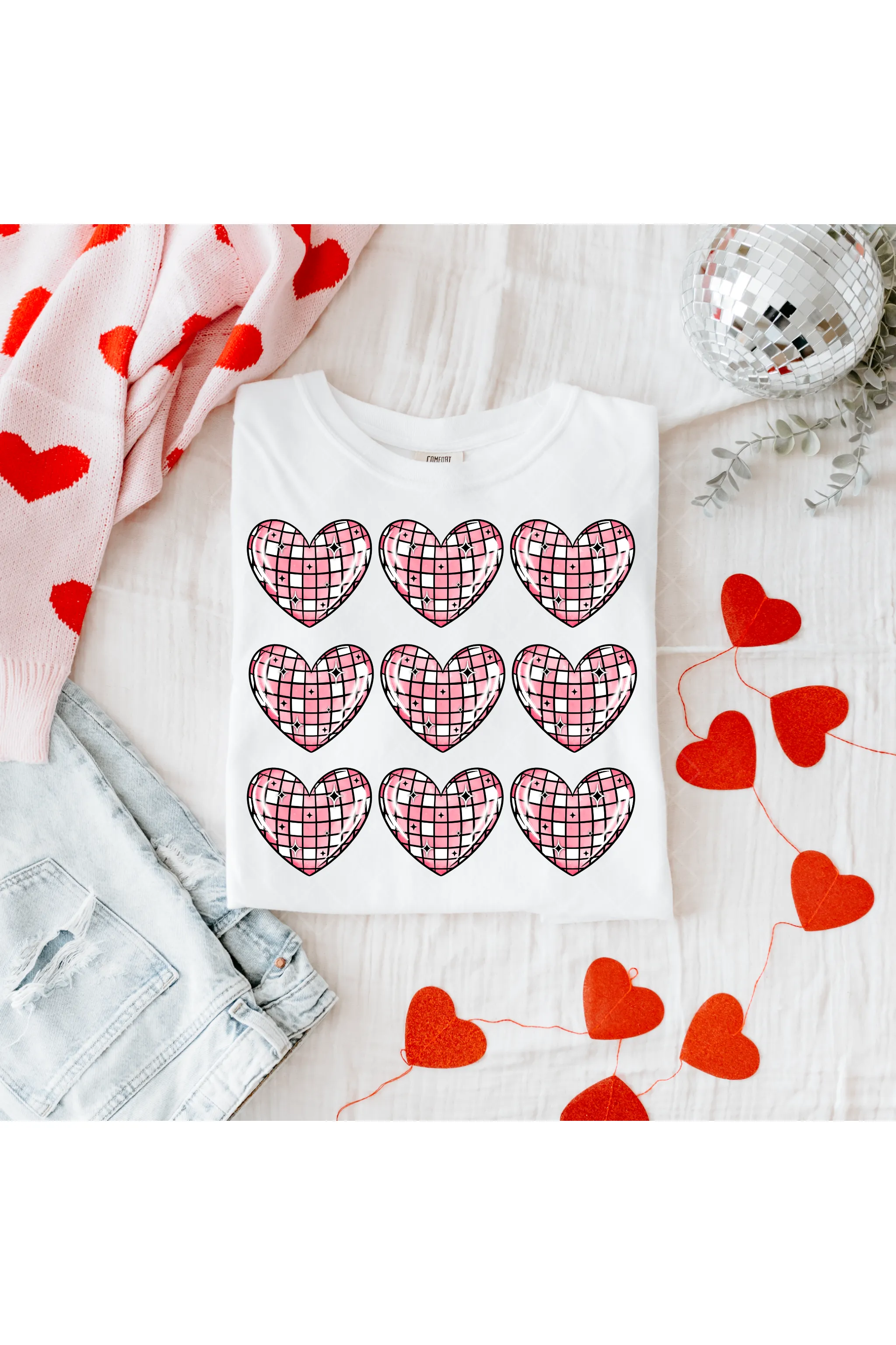 Disco Hearts Comfort Colors T-Shirt