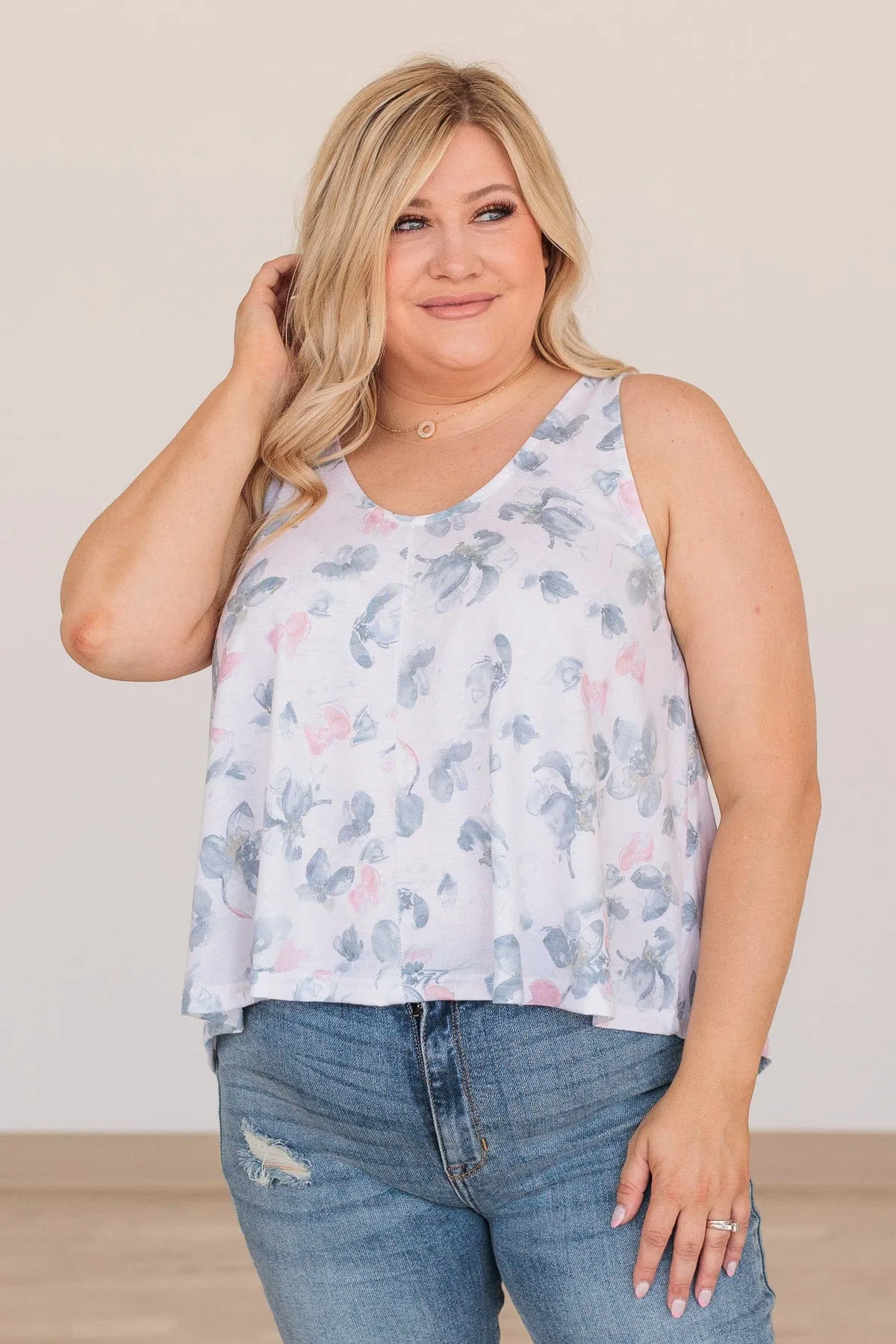 Do A Double Take Cropped Floral Tank- Ivory