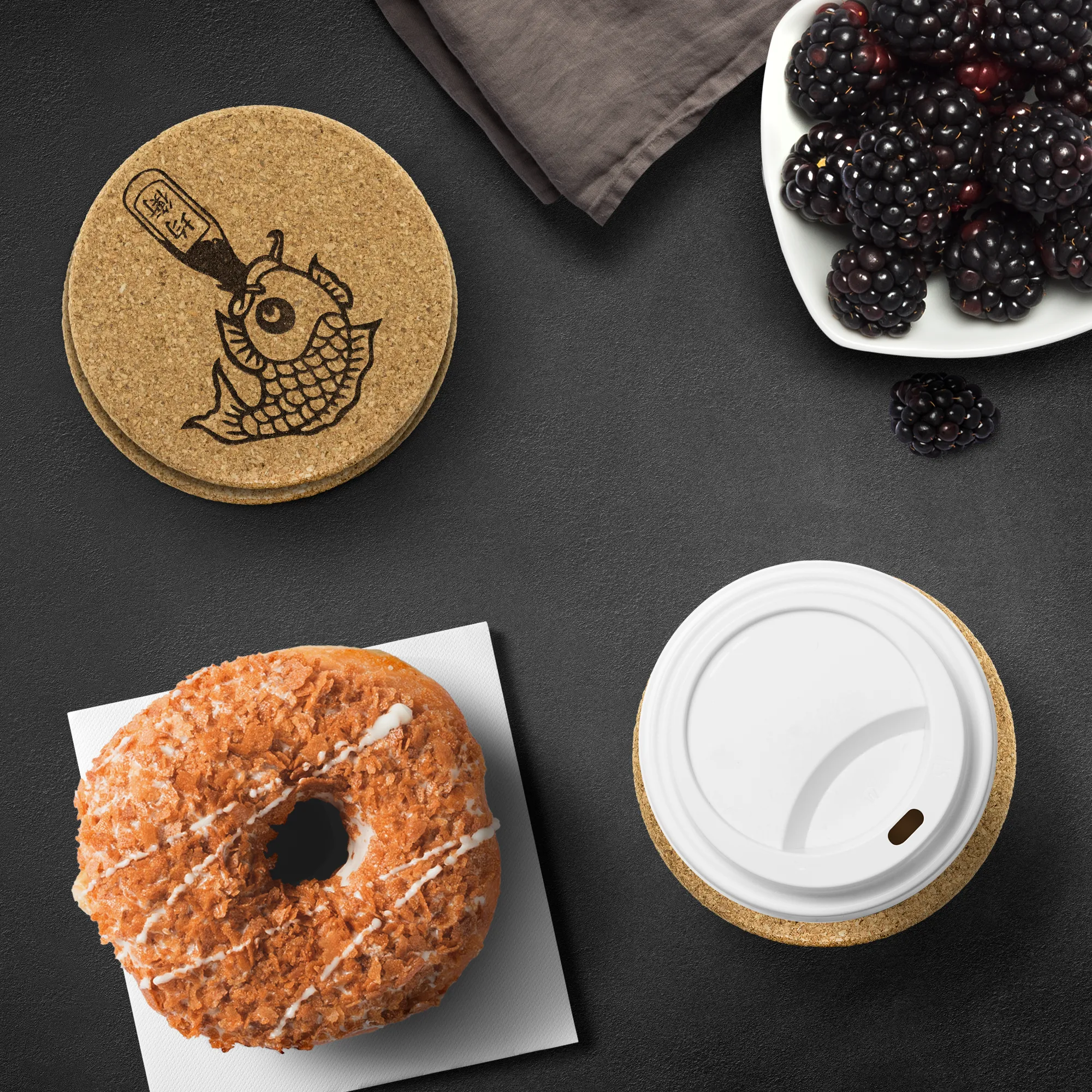 Drunk Like Fish - Cork Coaster Set