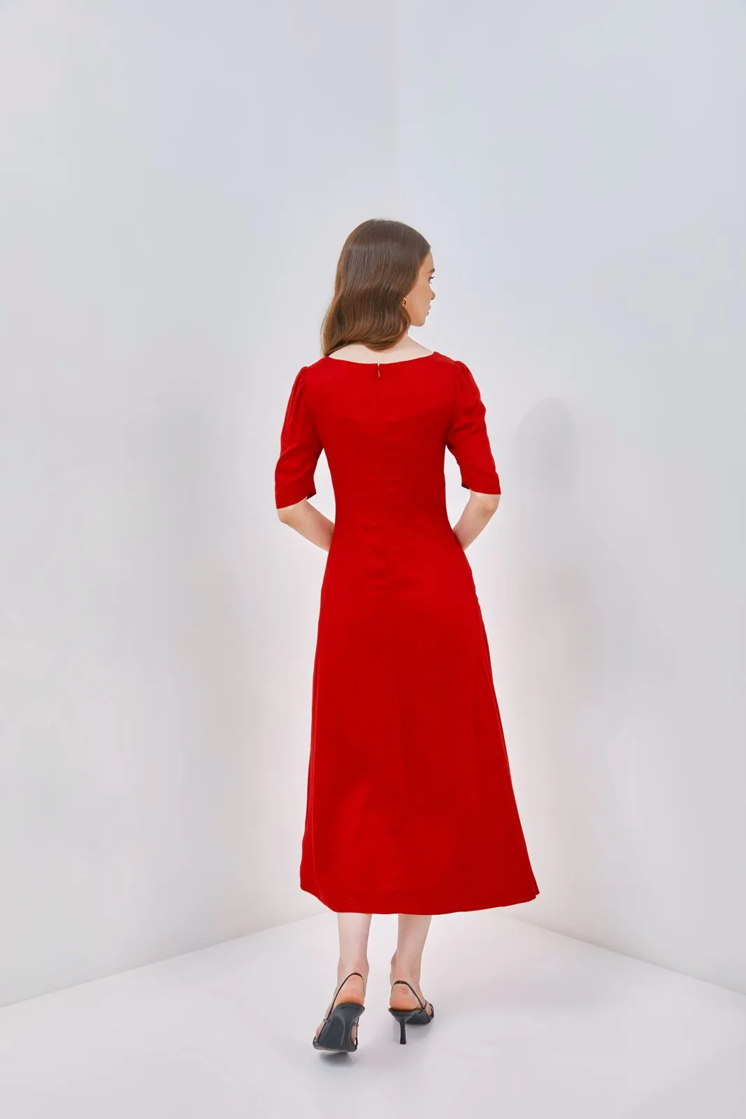 Embroidered Square Neck Dress