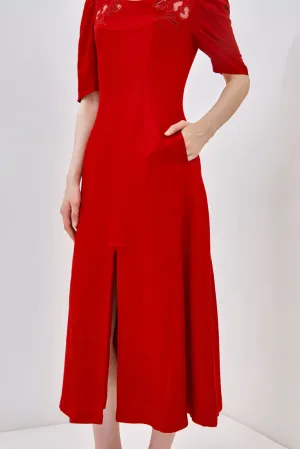 Embroidered Square Neck Dress