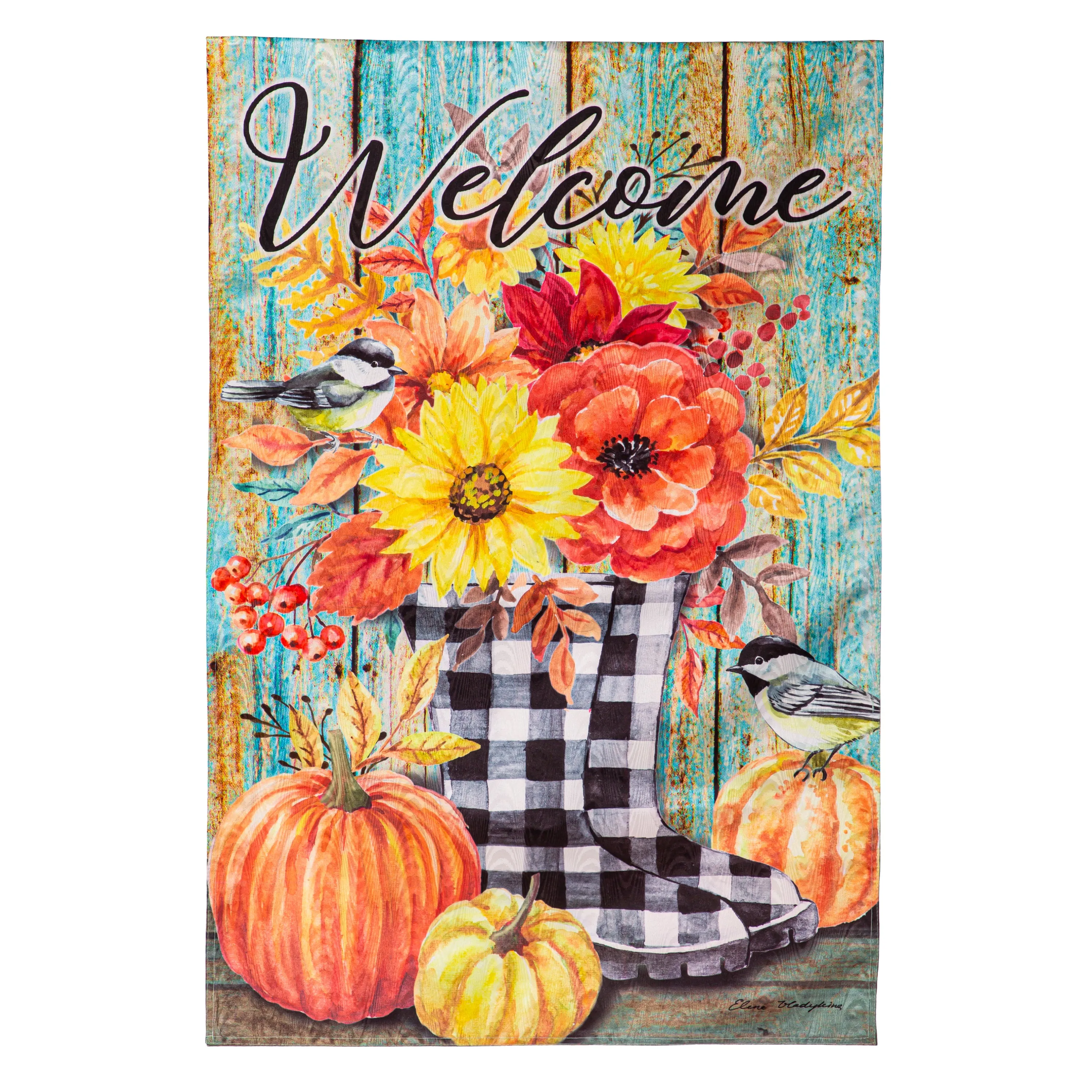 Fall Welcome Boots Moire House Flag,13m11885