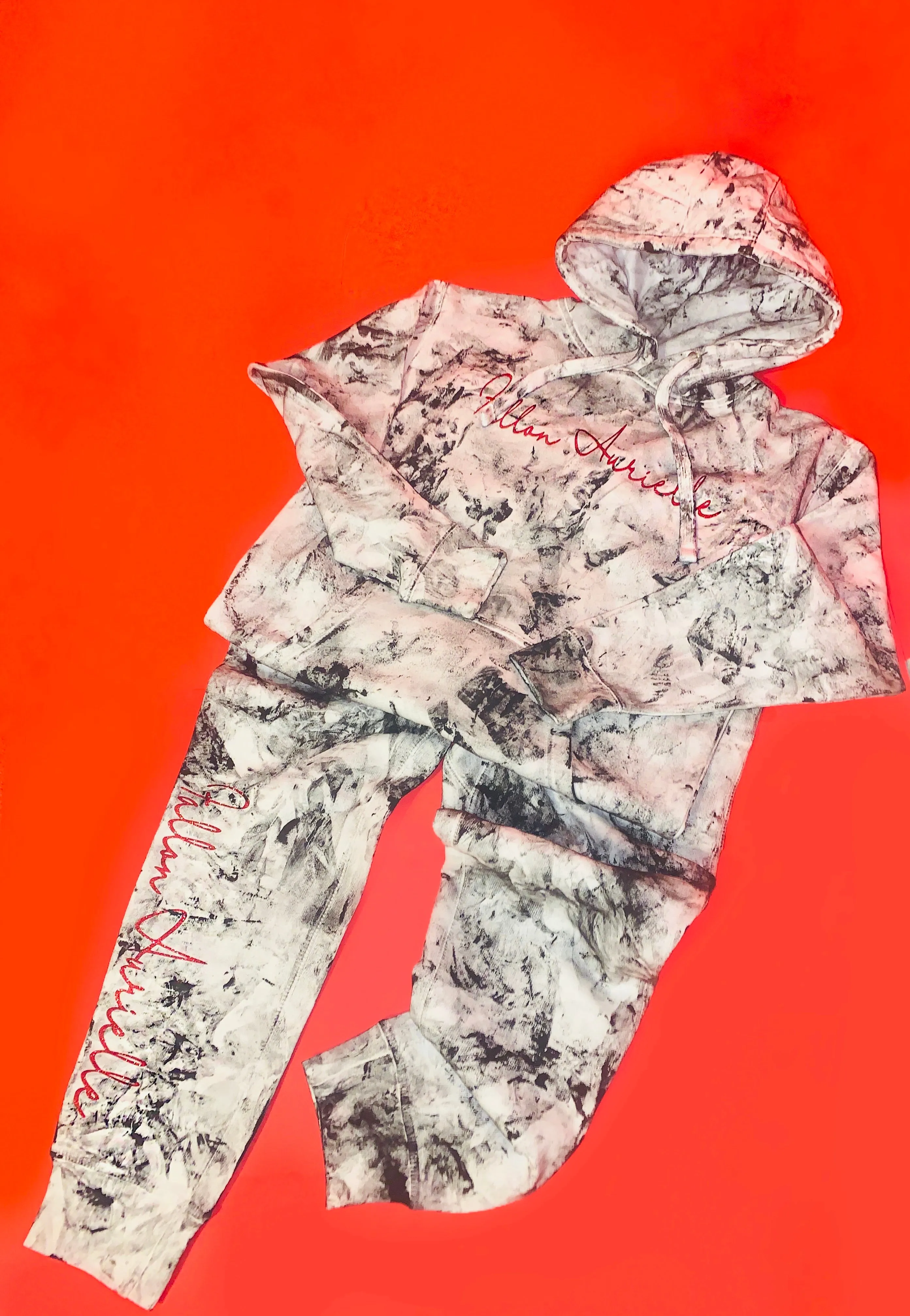 Fallon Aurielle Unisex Signature Chaos Hoodie (White, Black & Red)