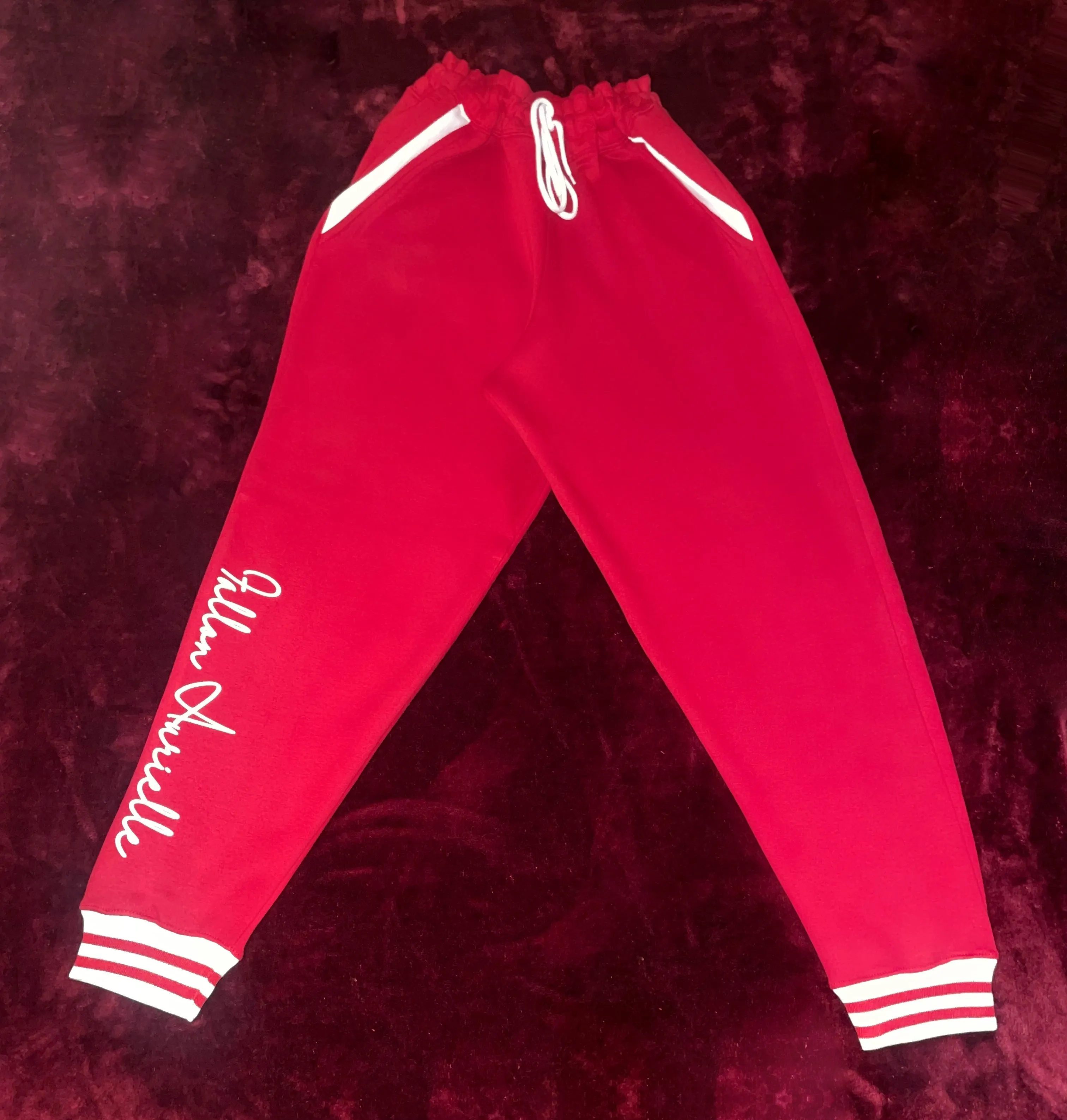 Fallon Aurielle Unisex Signature Scorpio Scorpion Logo & Name Zodiac Jacket Jogging Set (Red & White)