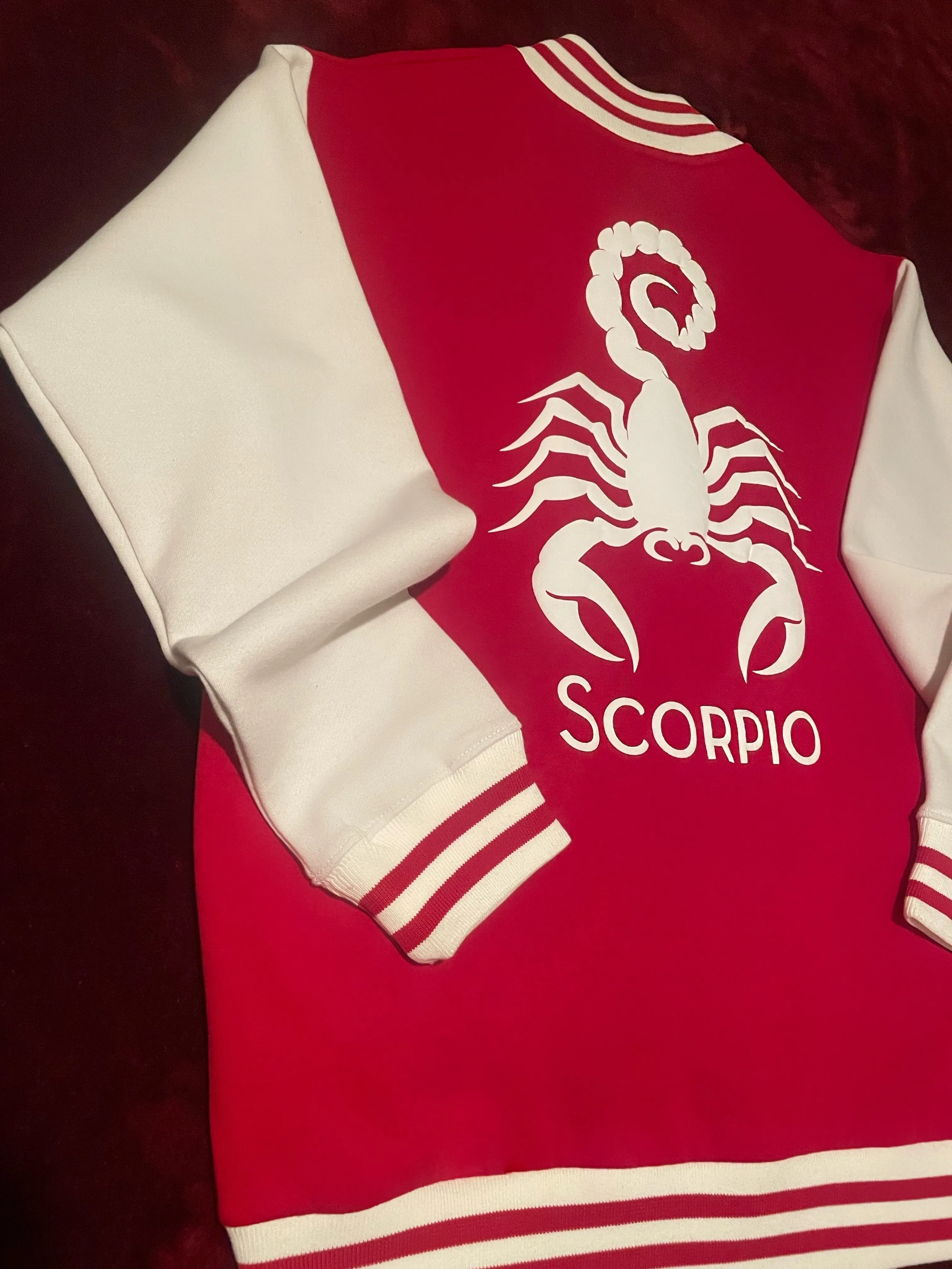 Fallon Aurielle Unisex Signature Scorpio Scorpion Logo & Name Zodiac Jacket Jogging Set (Red & White)