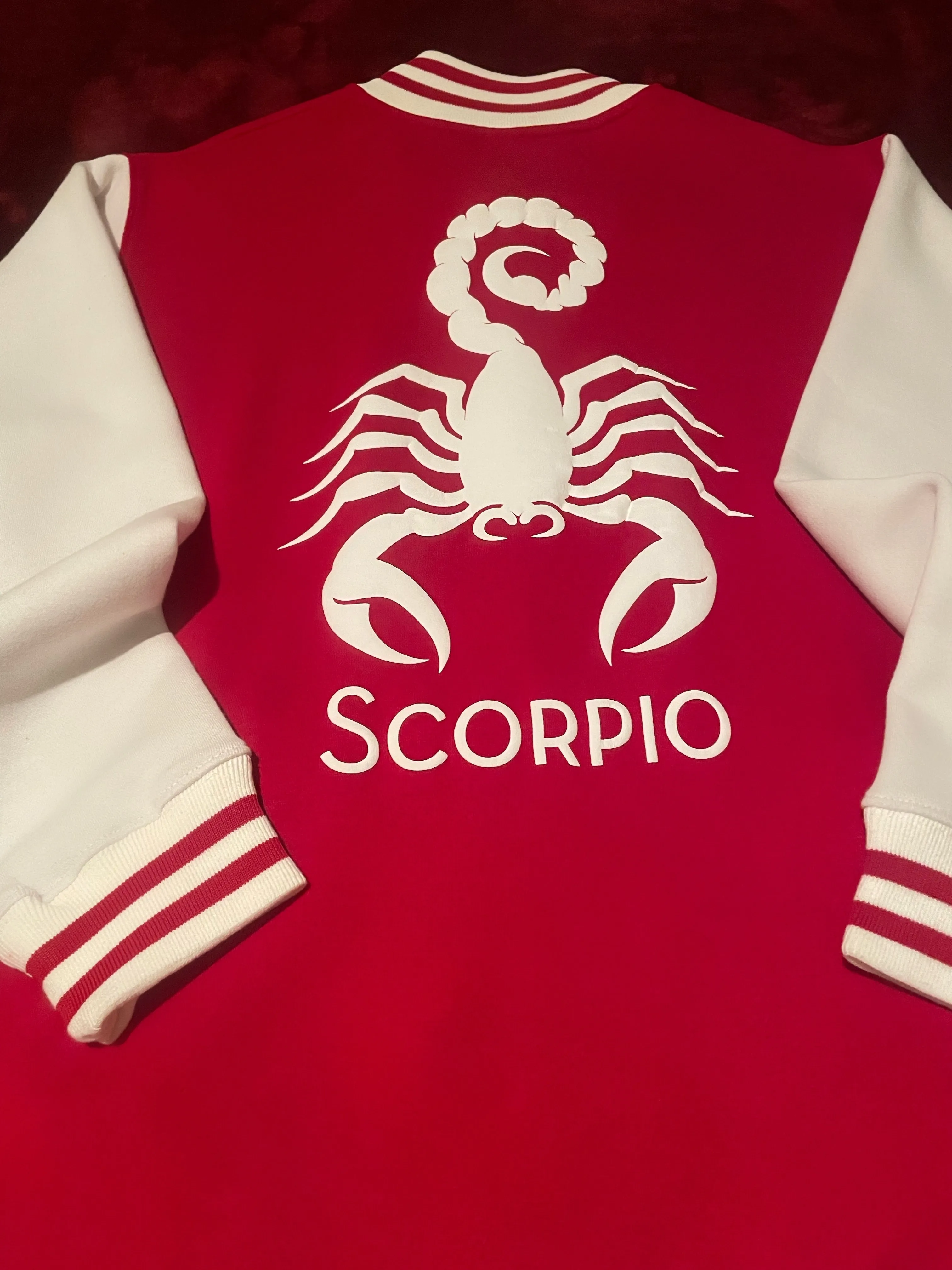 Fallon Aurielle Unisex Signature Scorpio Scorpion Logo & Name Zodiac Jacket Jogging Set (Red & White)